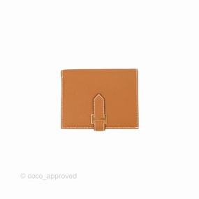 Hermes Bearn Compact Wallet Gold Epsom Gold Hardware