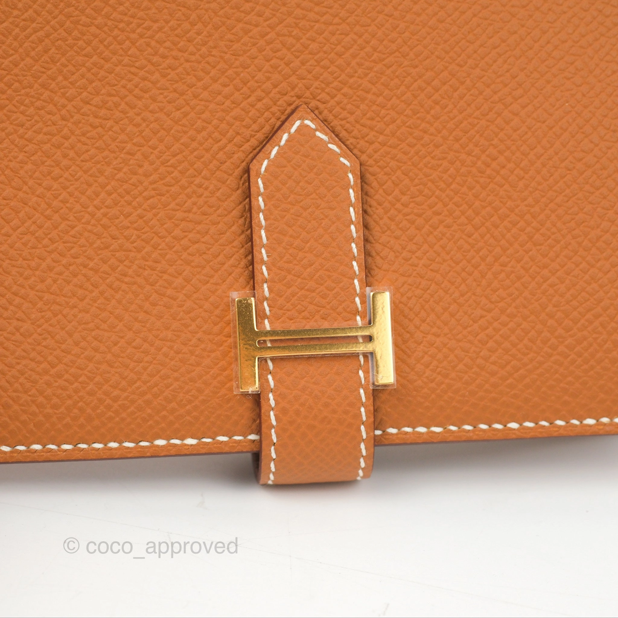 Hermes Bearn Compact Wallet Gold Epsom Gold Hardware