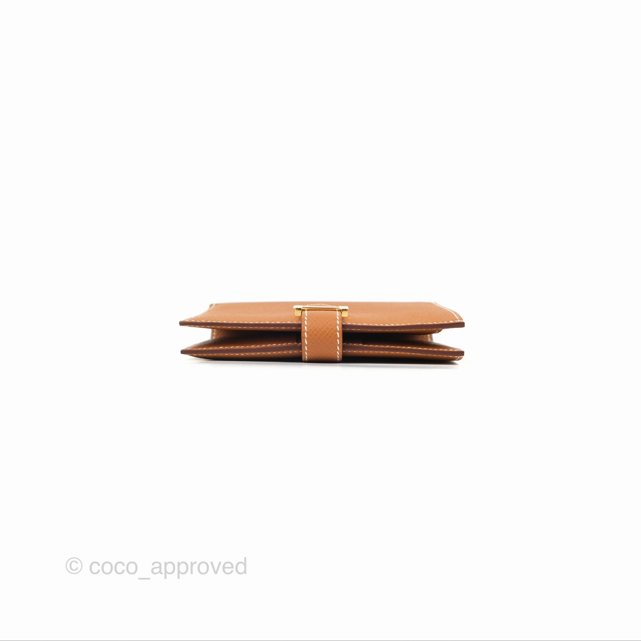 Hermes Bearn Compact Wallet Gold Epsom Gold Hardware