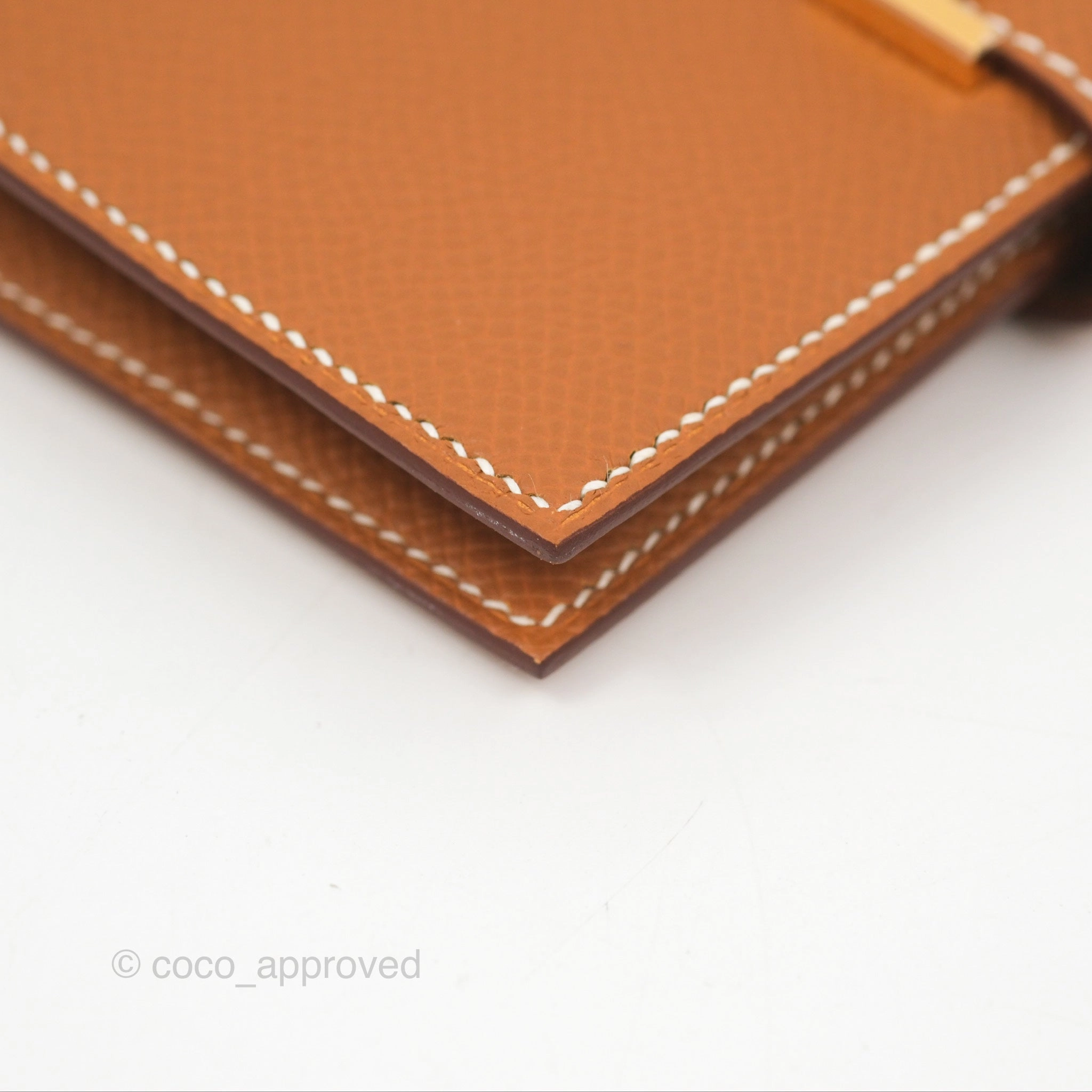 Hermes Bearn Compact Wallet Gold Epsom Gold Hardware