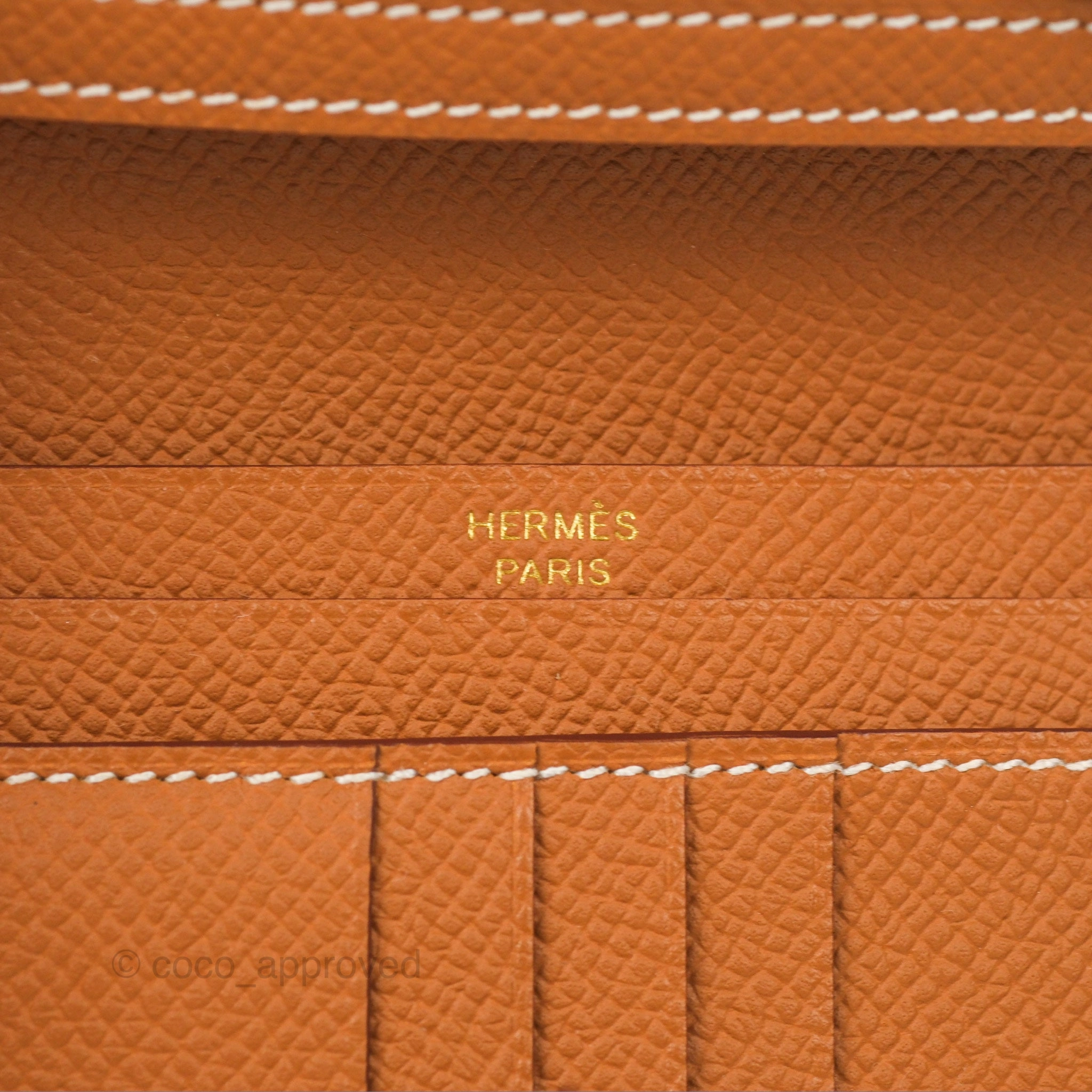 Hermes Bearn Compact Wallet Gold Epsom Gold Hardware