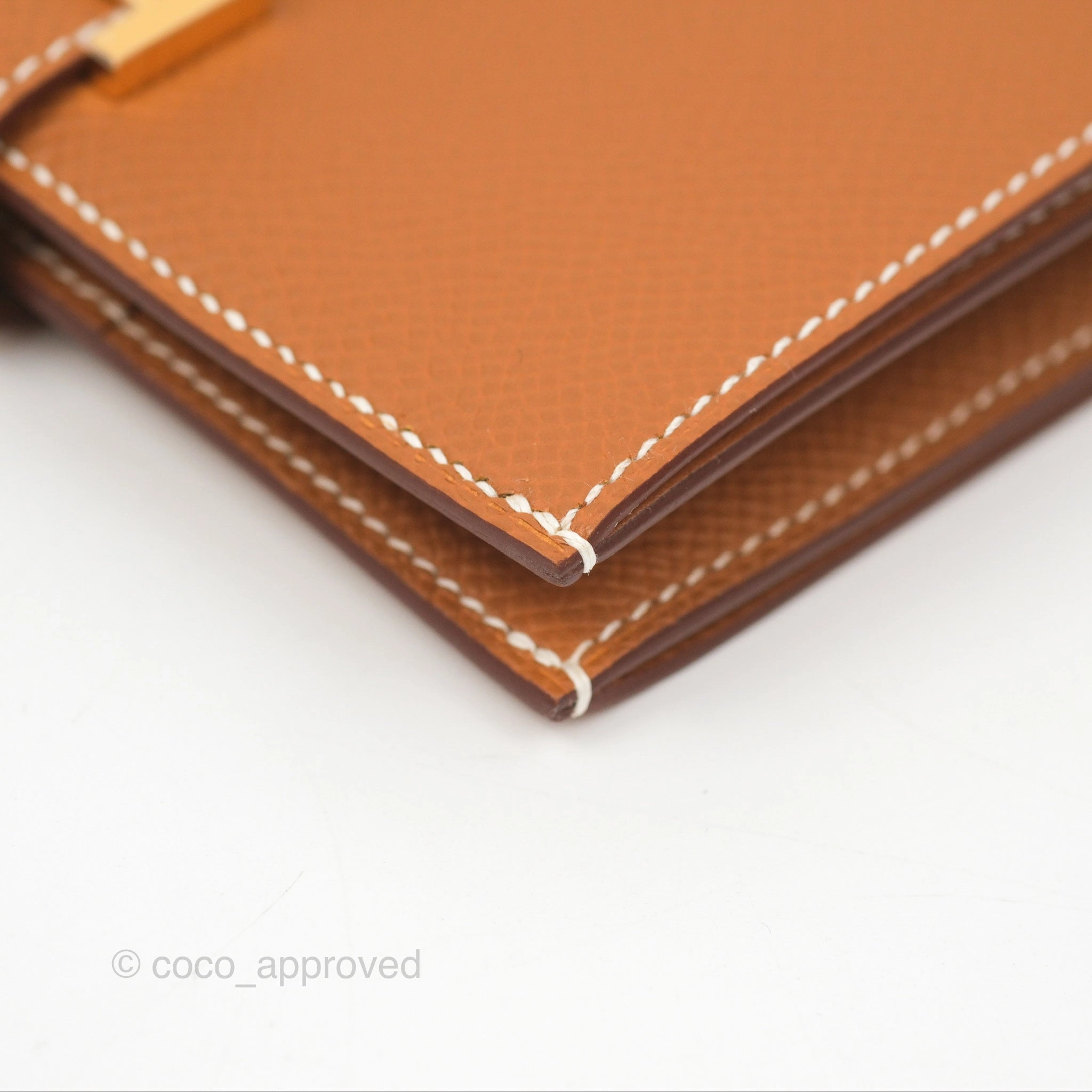 Hermes Bearn Compact Wallet Gold Epsom Gold Hardware