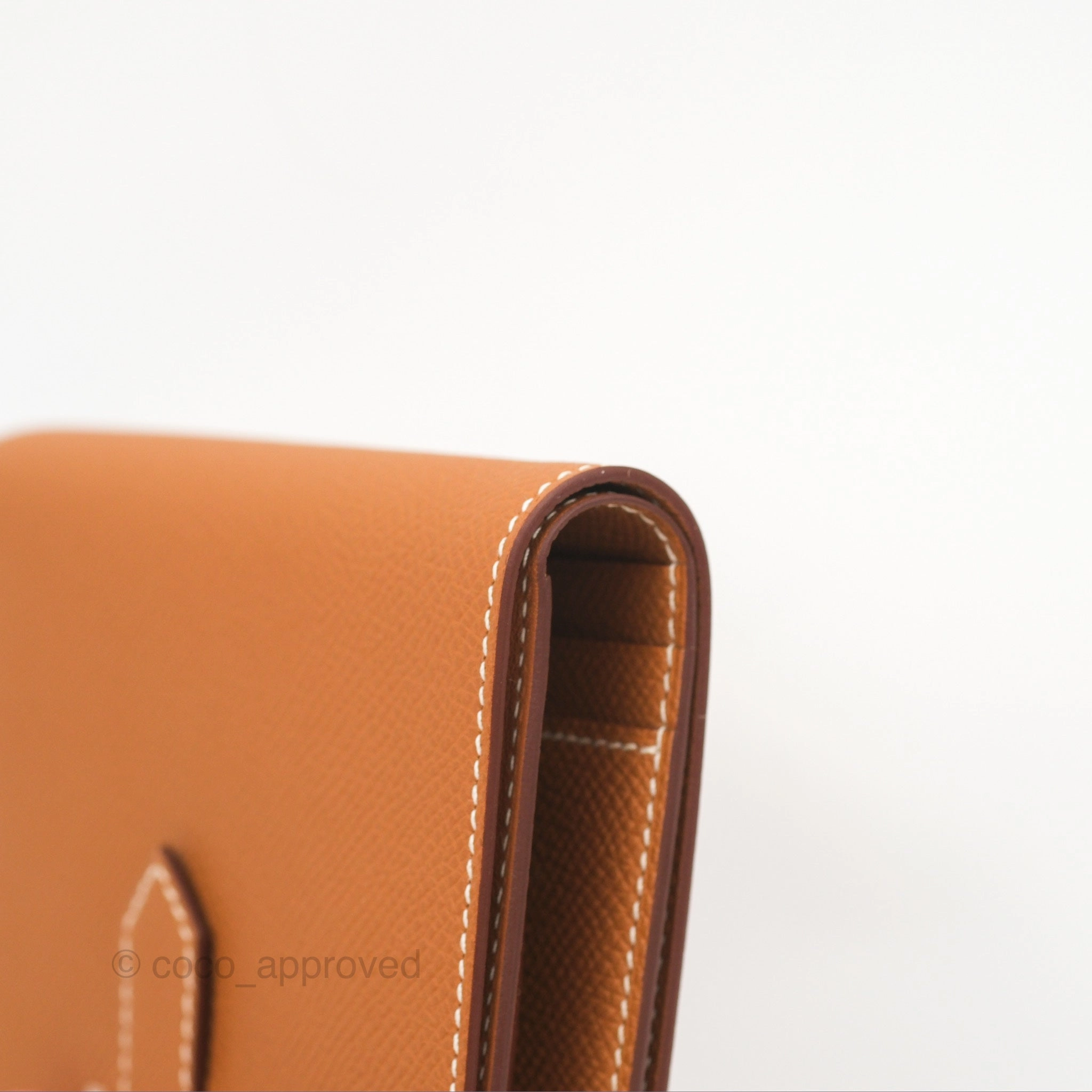 Hermes Bearn Compact Wallet Gold Epsom Gold Hardware