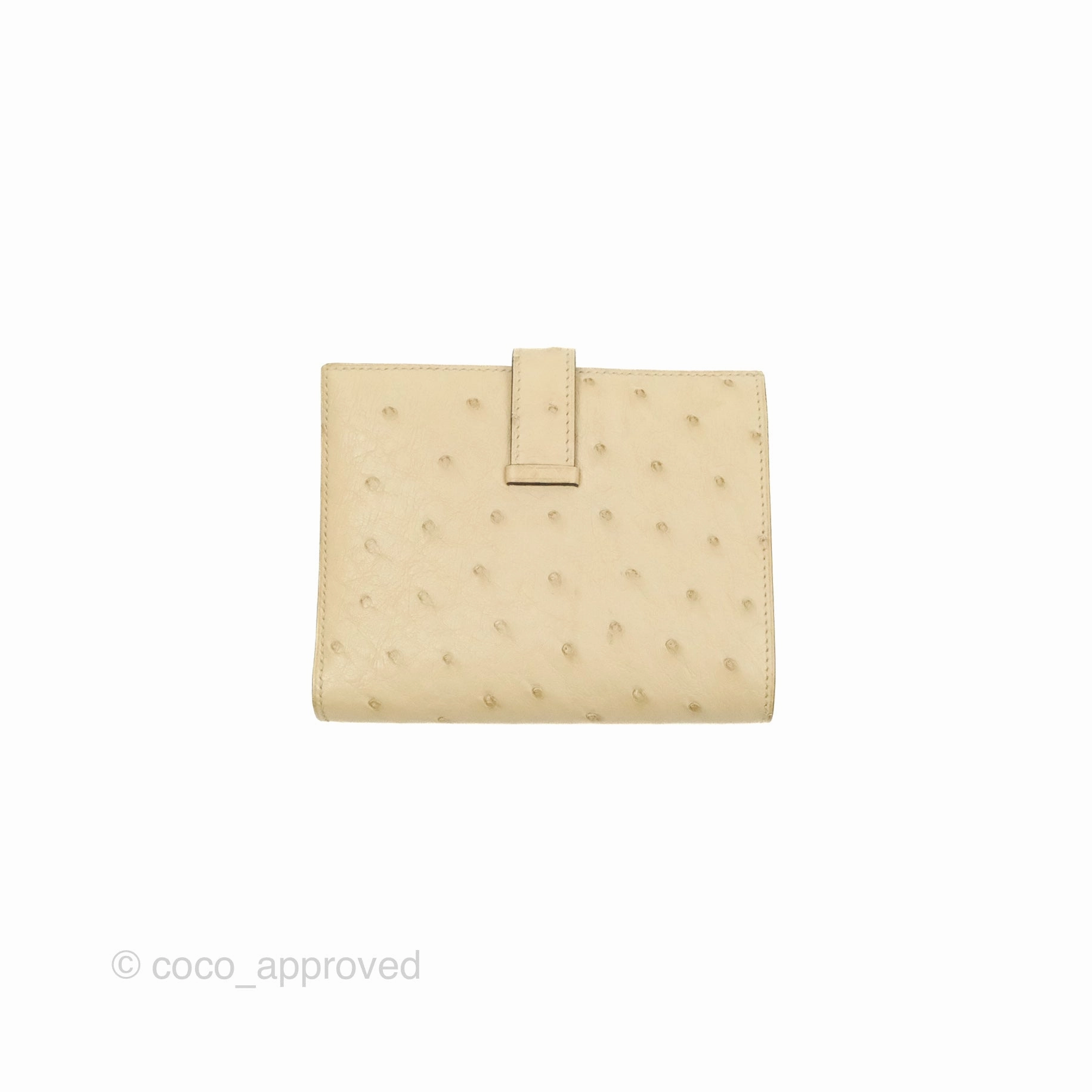Hermes Bearn Compact Wallet Parchemin Autruche Gold Hardware