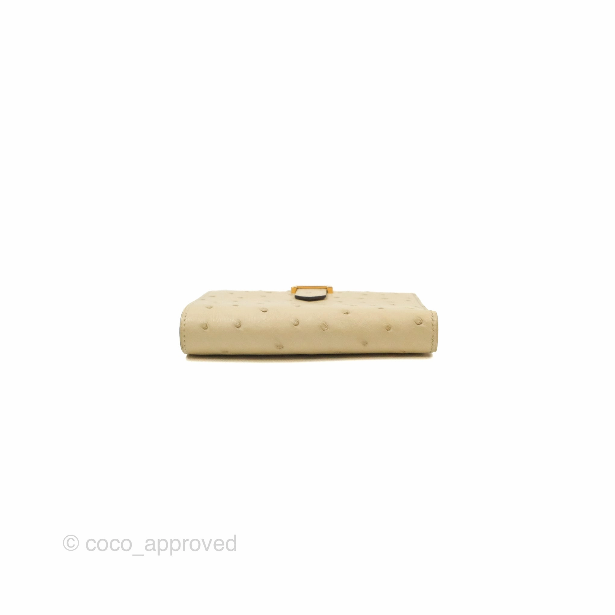Hermes Bearn Compact Wallet Parchemin Autruche Gold Hardware