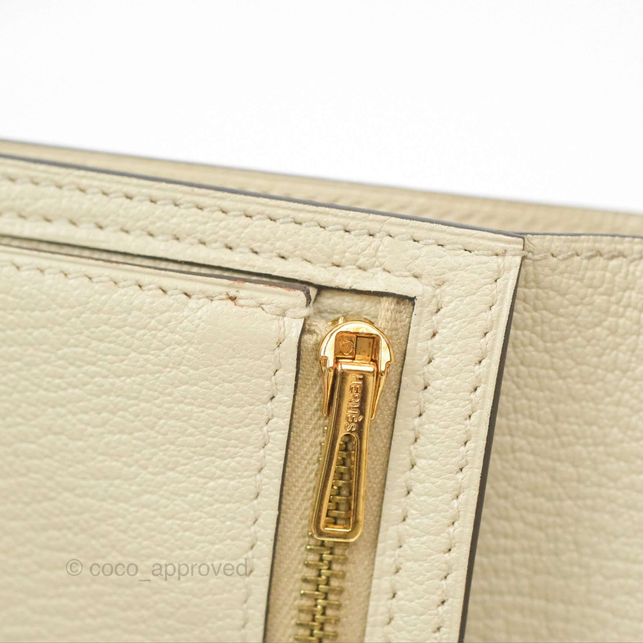 Hermes Bearn Compact Wallet Parchemin Autruche Gold Hardware