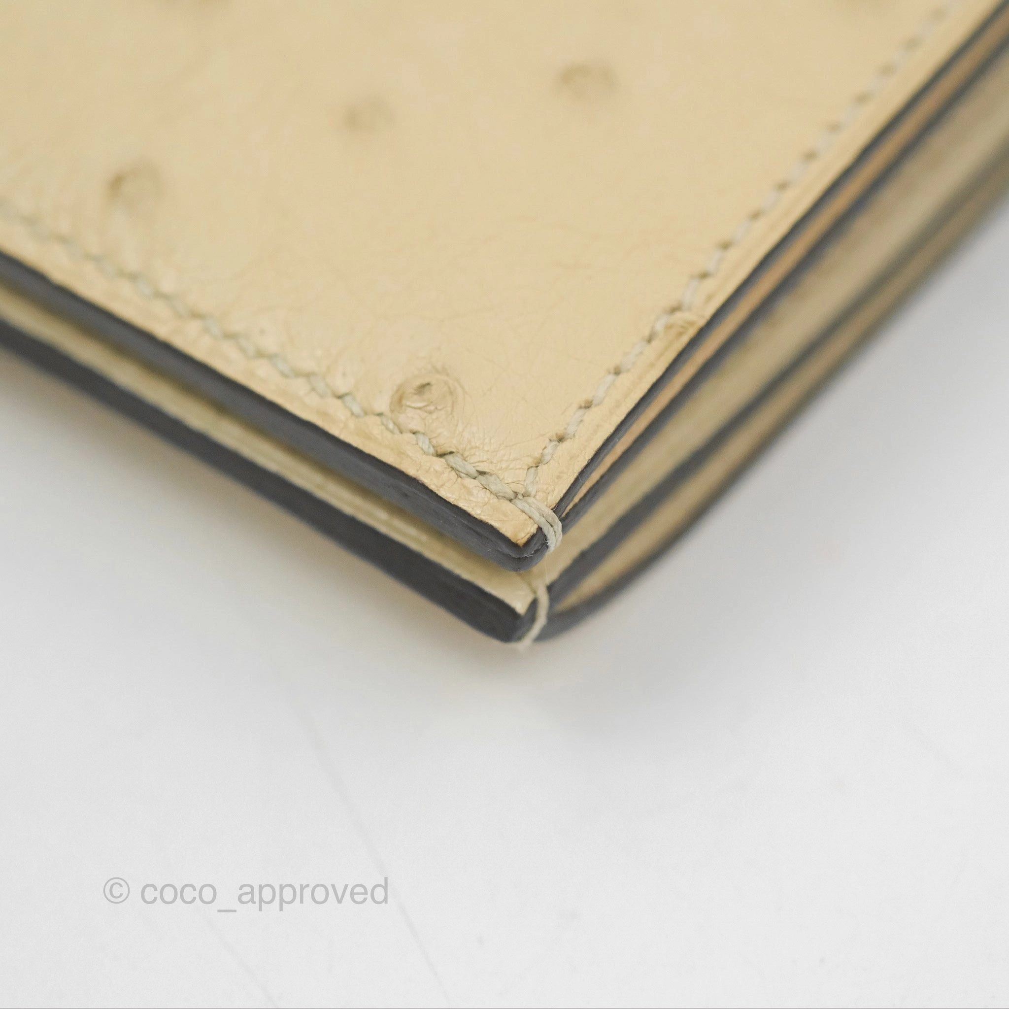 Hermes Bearn Compact Wallet Parchemin Autruche Gold Hardware