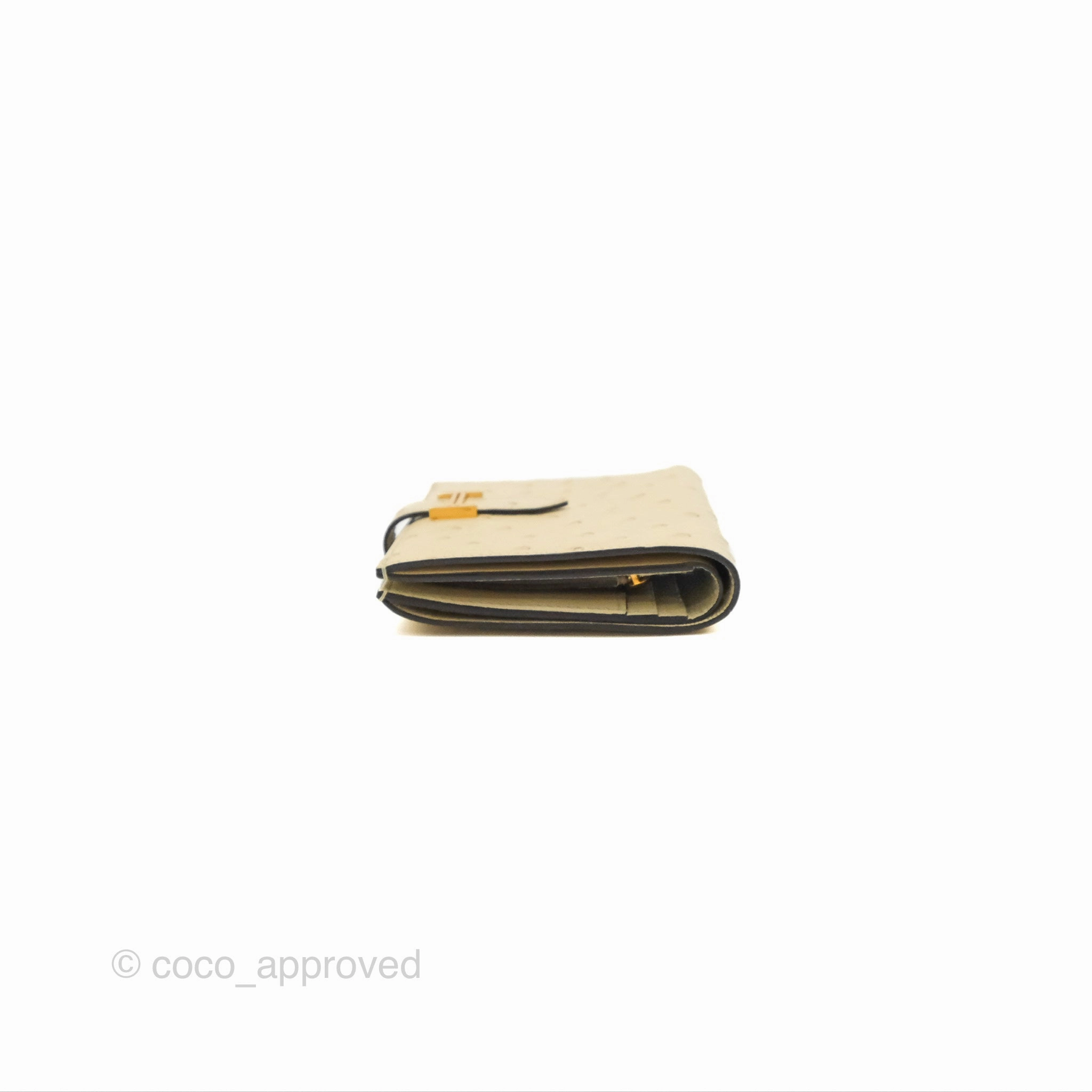 Hermes Bearn Compact Wallet Parchemin Autruche Gold Hardware