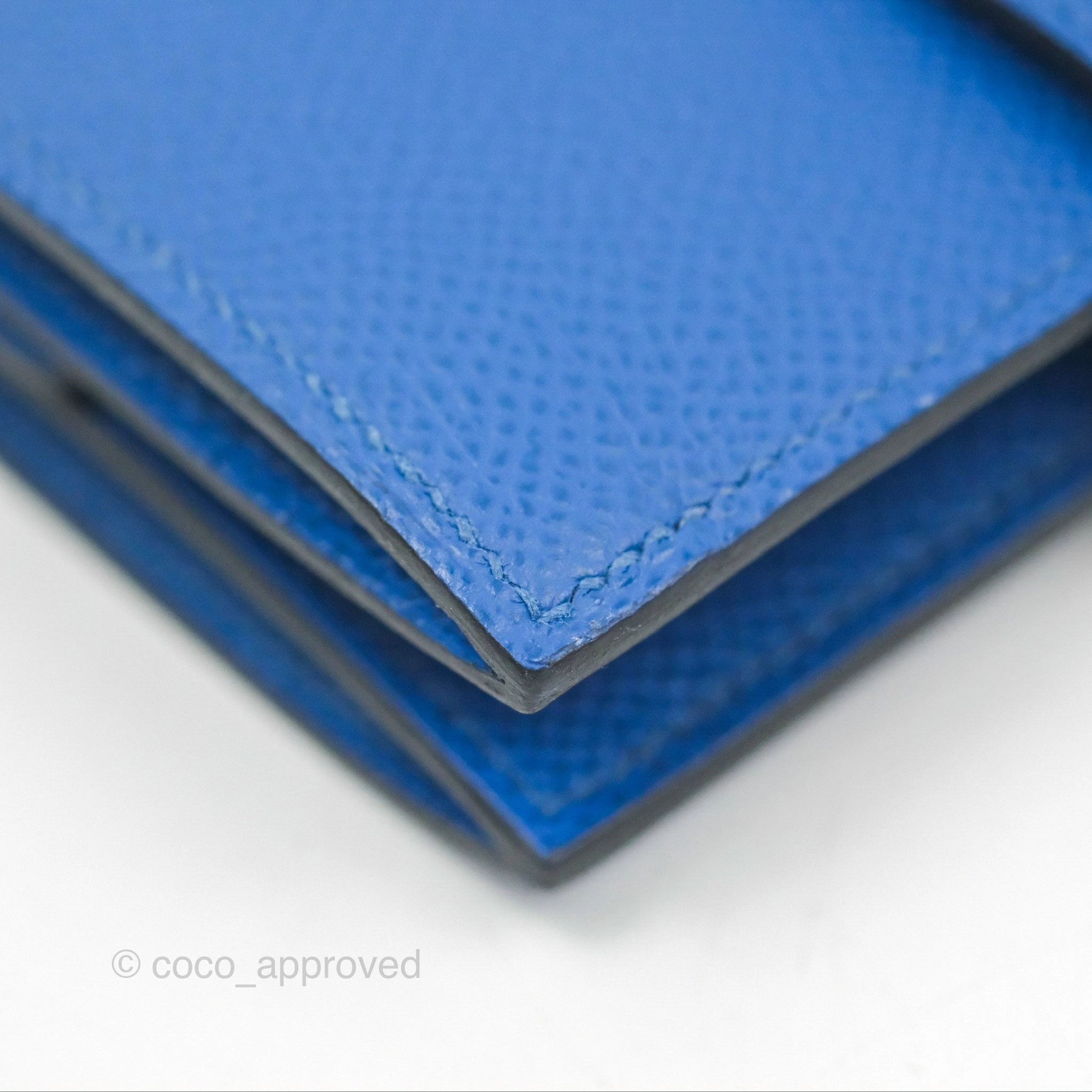 Hermes Bearn Mini Wallet Epsom Bleu De Fance Gold Hardware