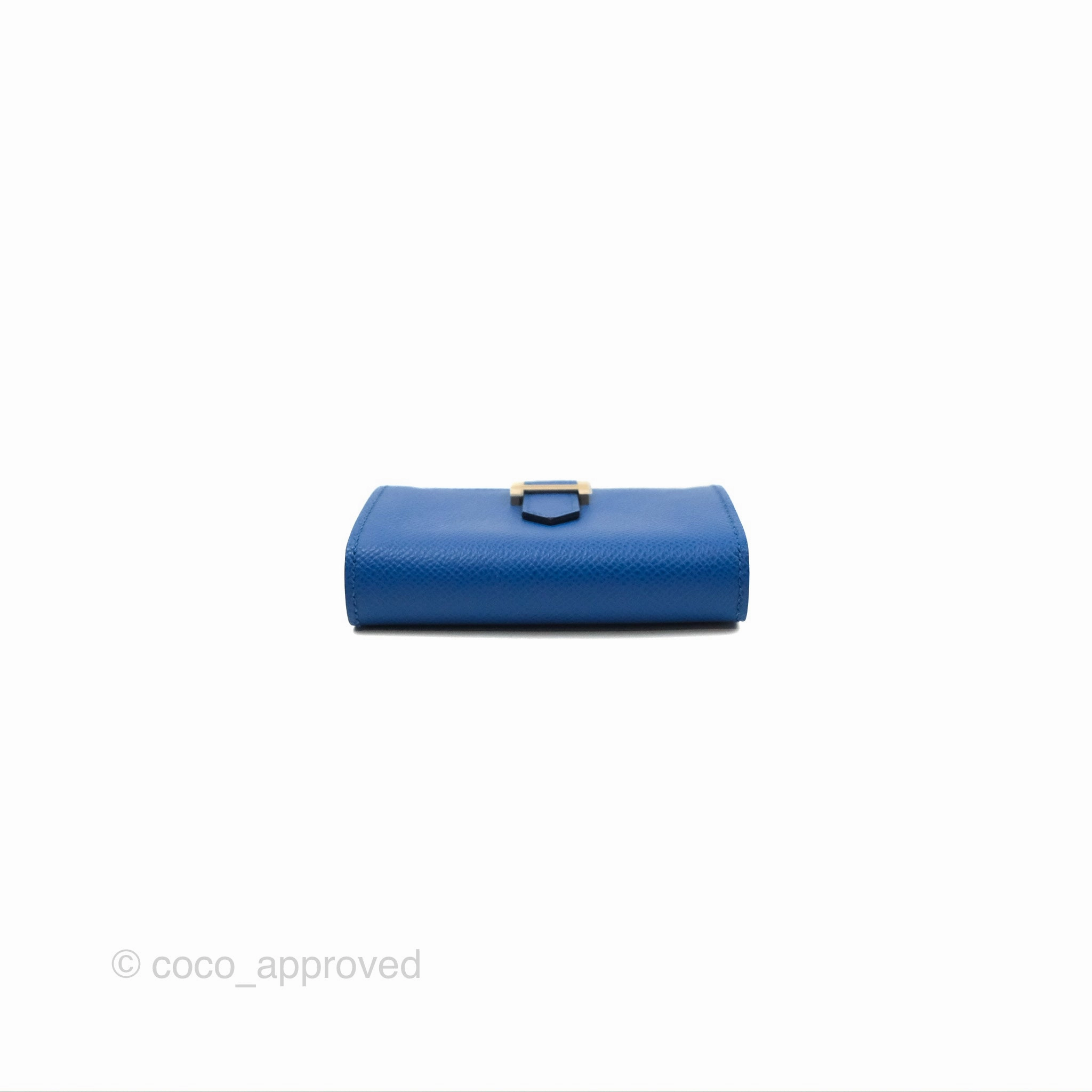Hermes Bearn Mini Wallet Epsom Bleu De Fance Gold Hardware