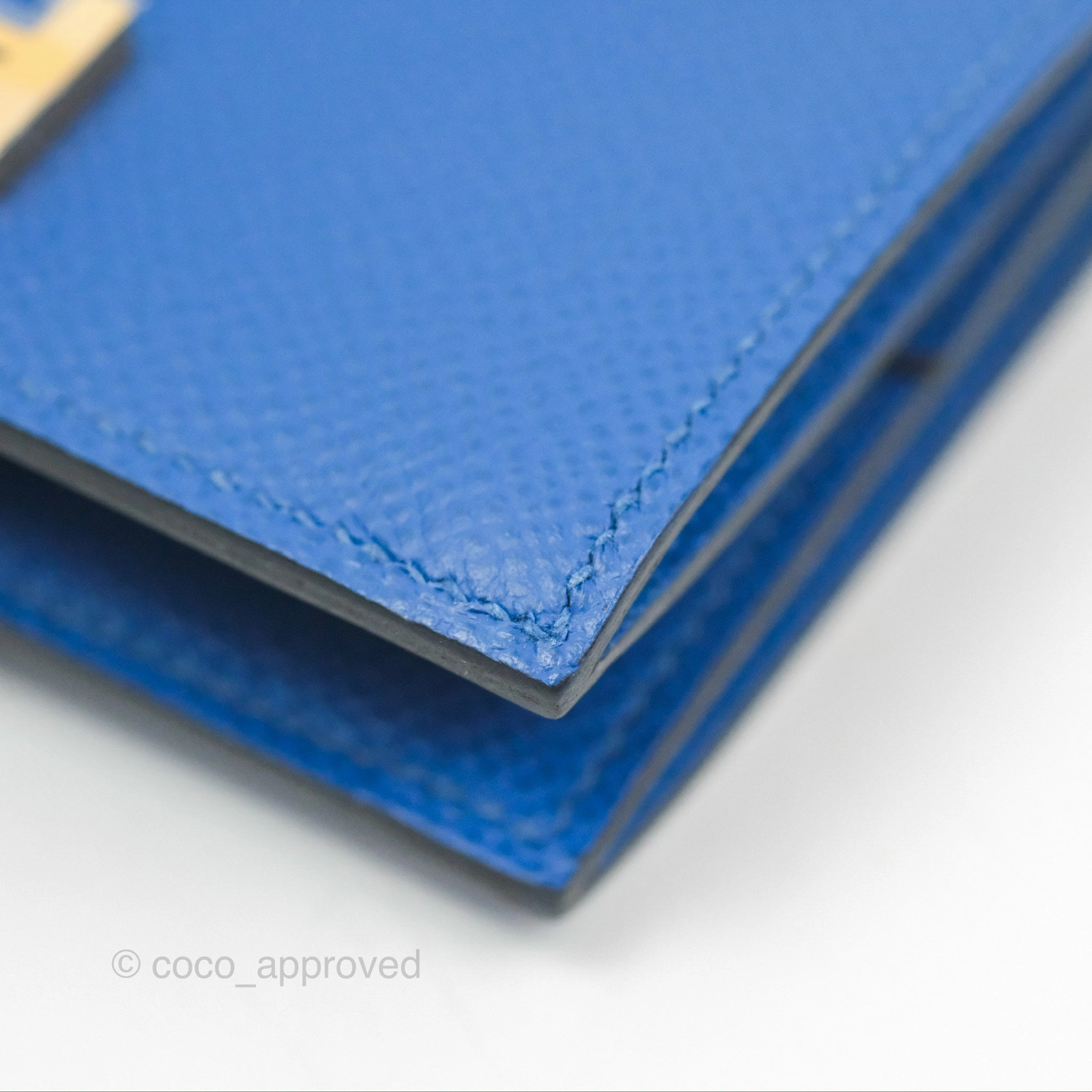 Hermes Bearn Mini Wallet Epsom Bleu De Fance Gold Hardware