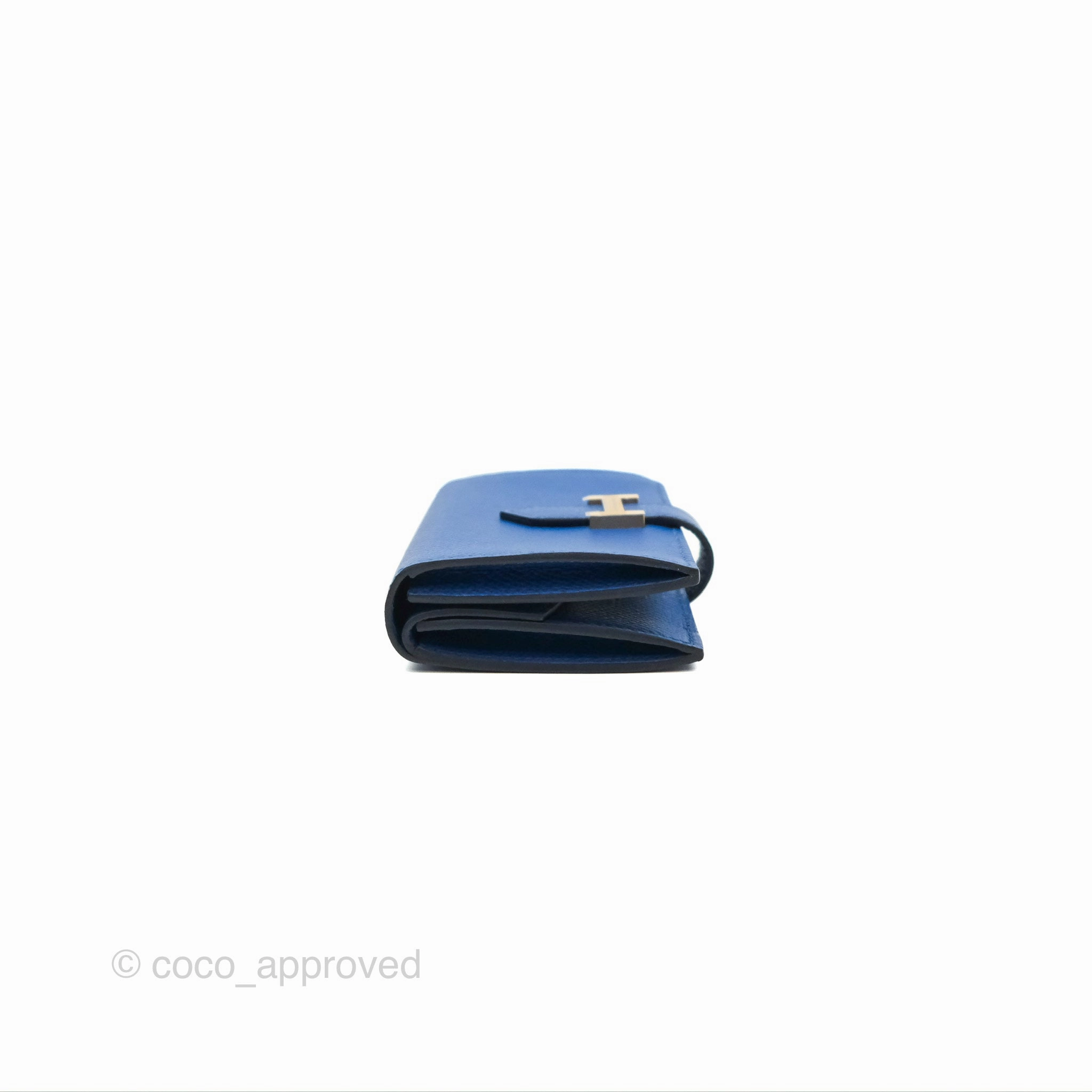 Hermes Bearn Mini Wallet Epsom Bleu De Fance Gold Hardware