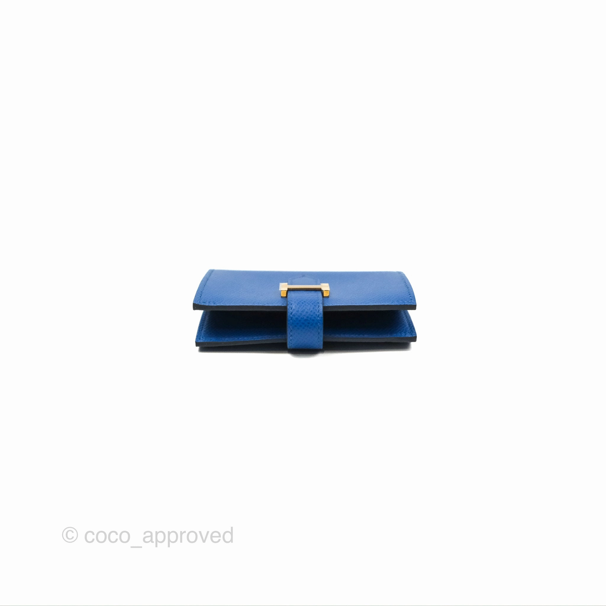 Hermes Bearn Mini Wallet Epsom Bleu De Fance Gold Hardware