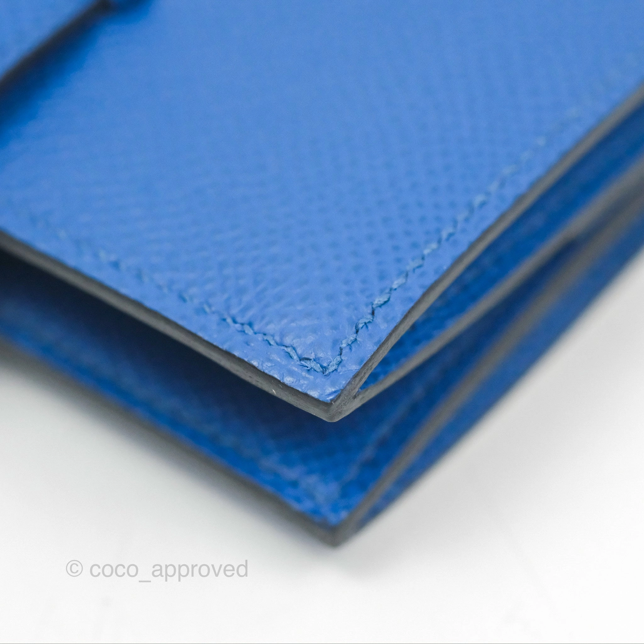 Hermes Bearn Mini Wallet Epsom Bleu De Fance Gold Hardware