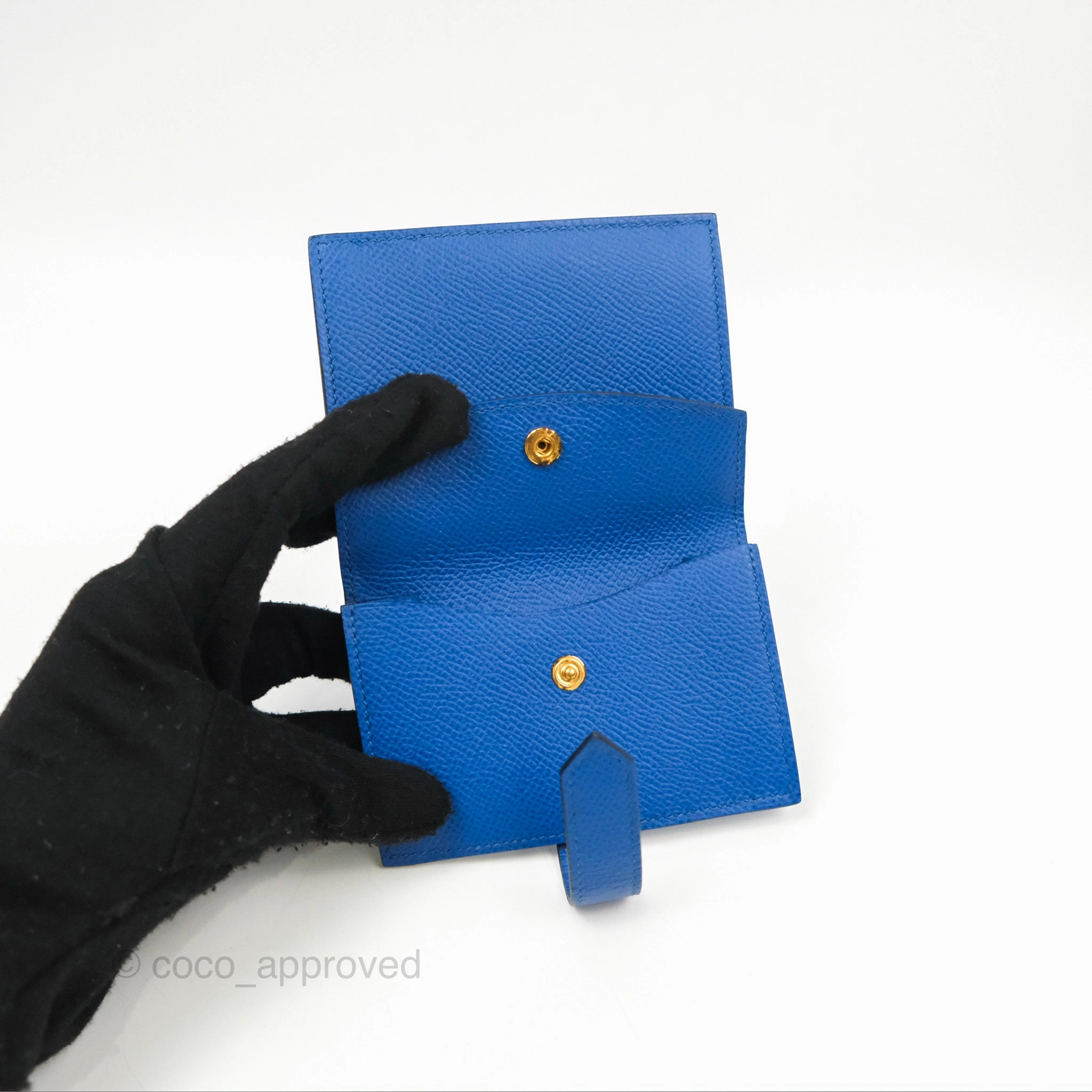 Hermes Bearn Mini Wallet Epsom Bleu De Fance Gold Hardware