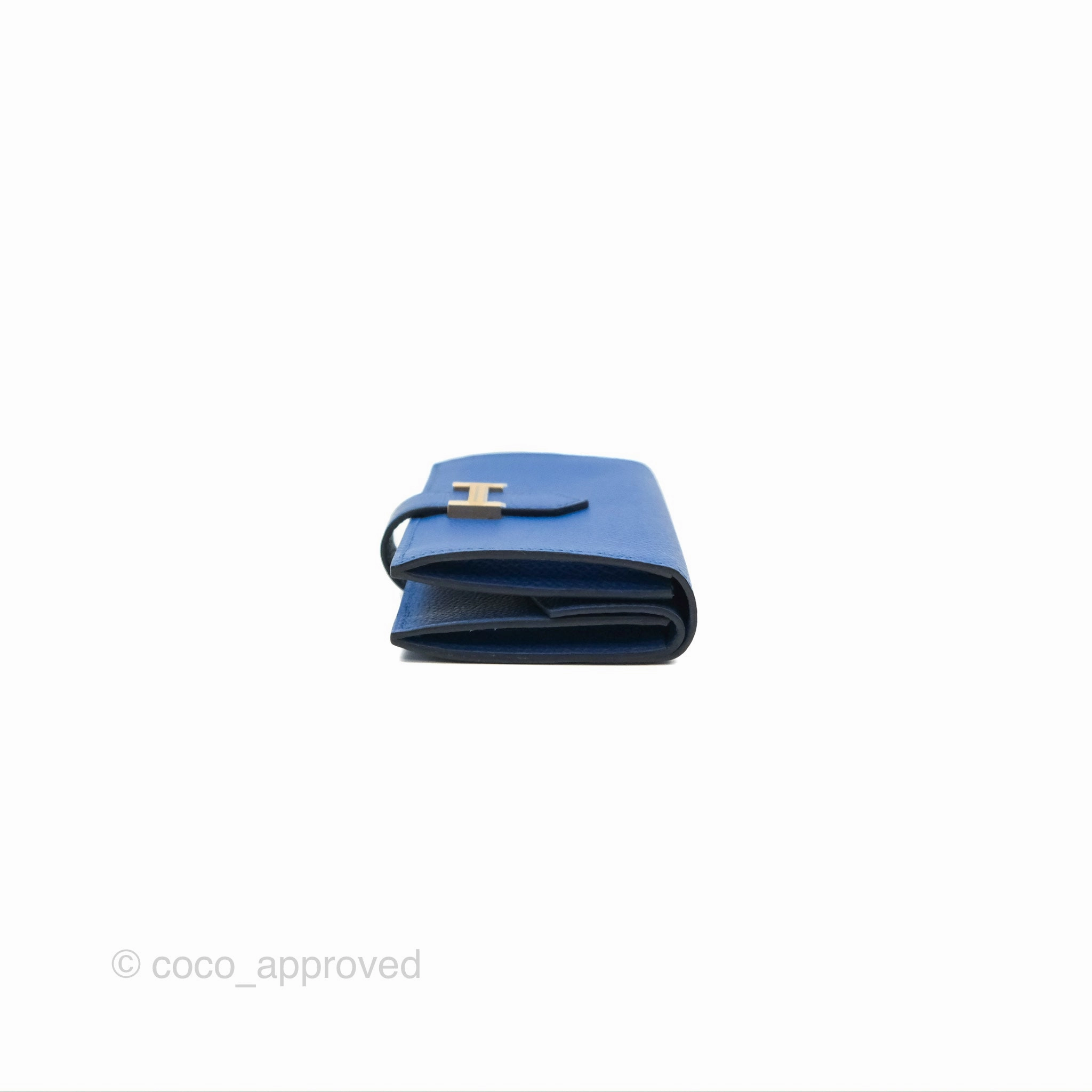 Hermes Bearn Mini Wallet Epsom Bleu De Fance Gold Hardware