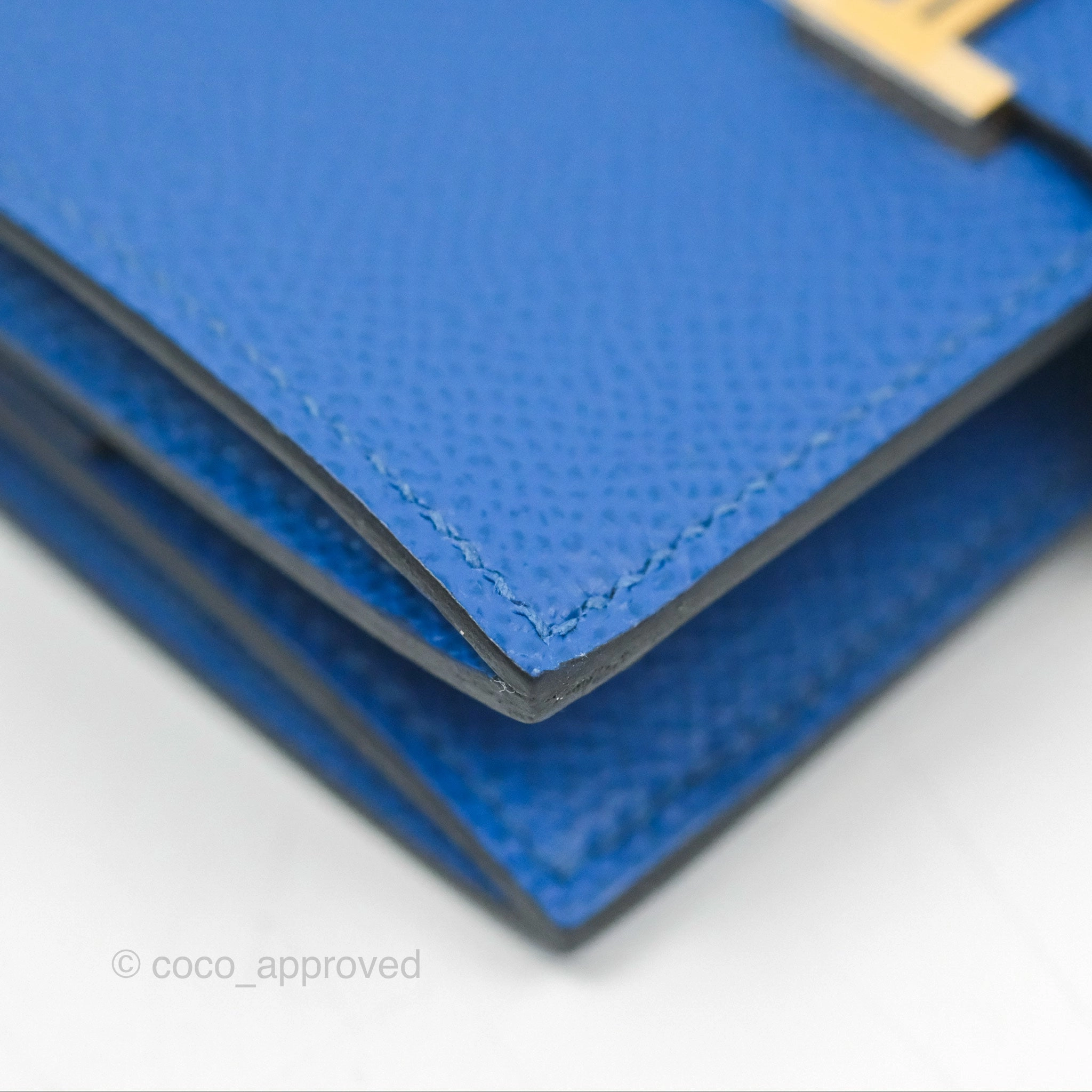 Hermes Bearn Mini Wallet Epsom Bleu De Fance Gold Hardware