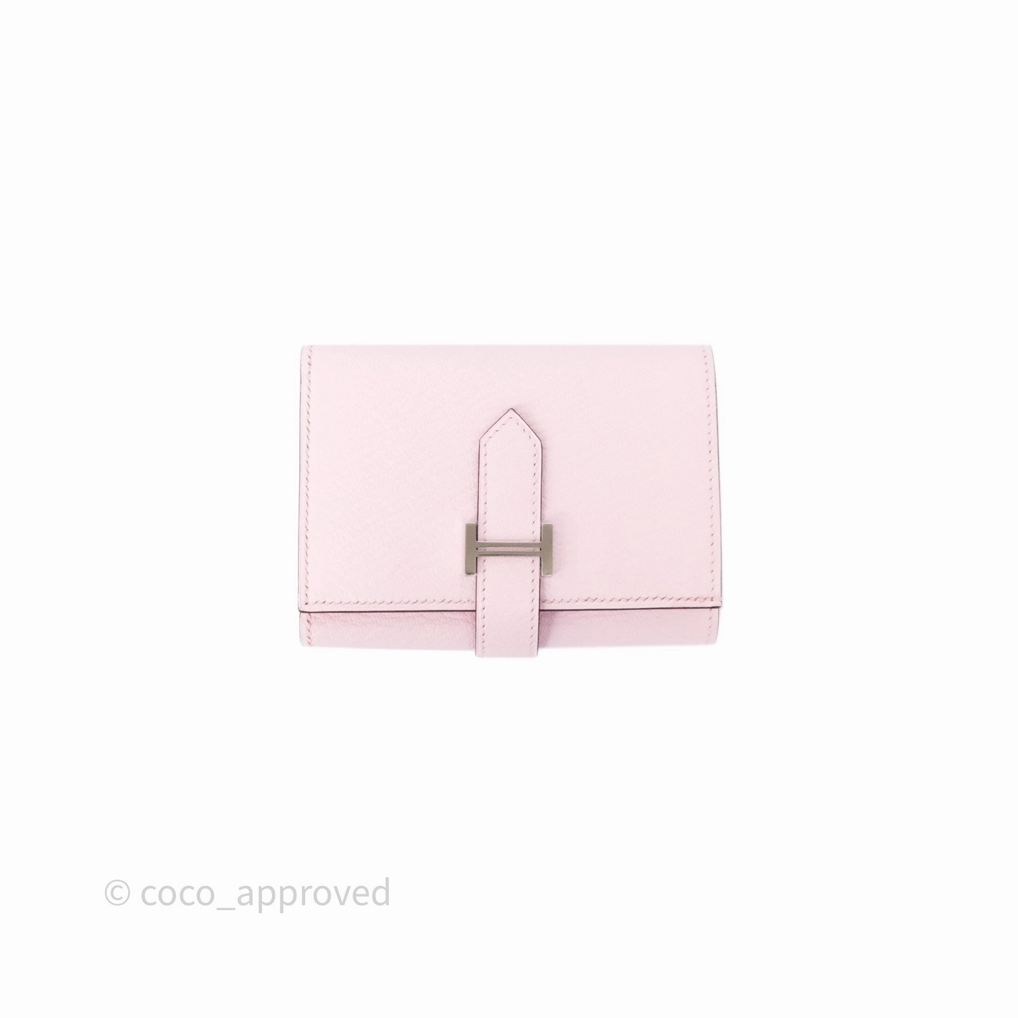 Hermes Bearn Trifold Compact Wallet Rose Darling M7 Chevre Mysore Palladium Hardware
