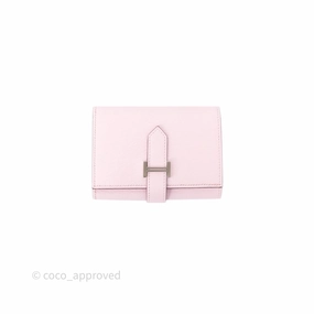 Hermes Bearn Trifold Compact Wallet Rose Darling M7 Chevre Mysore Palladium Hardware