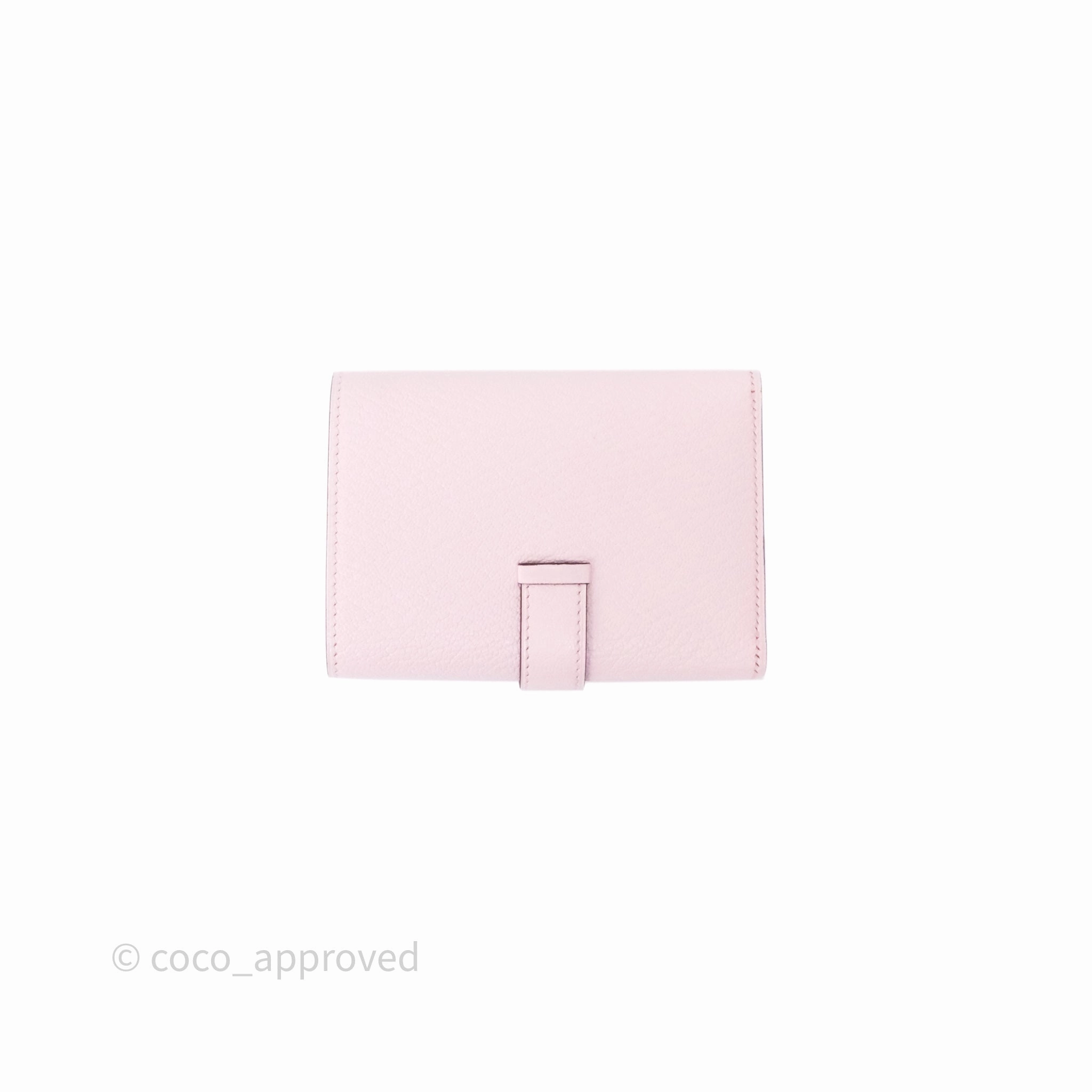 Hermes Bearn Trifold Compact Wallet Rose Darling M7 Chevre Mysore Palladium Hardware