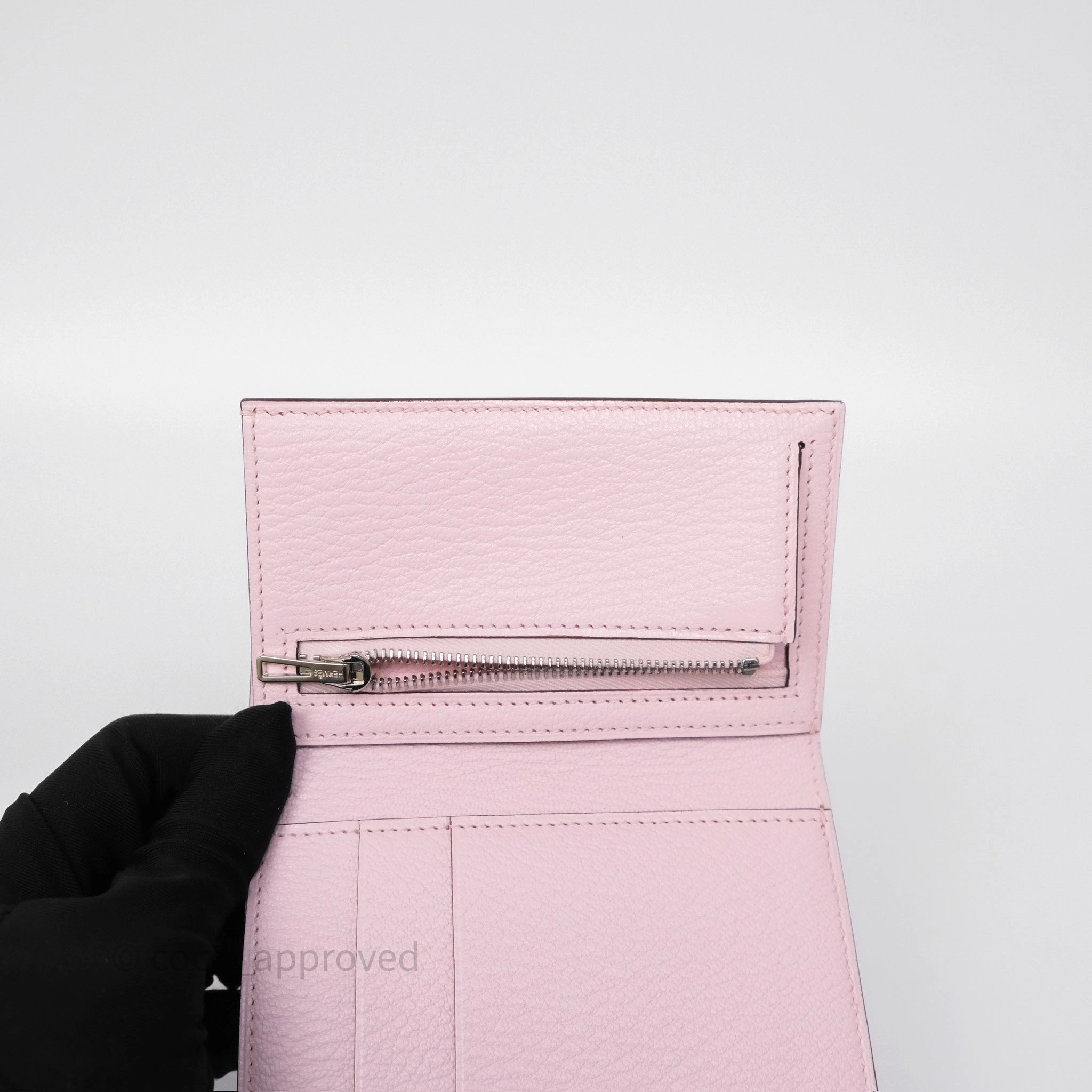 Hermes Bearn Trifold Compact Wallet Rose Darling M7 Chevre Mysore Palladium Hardware