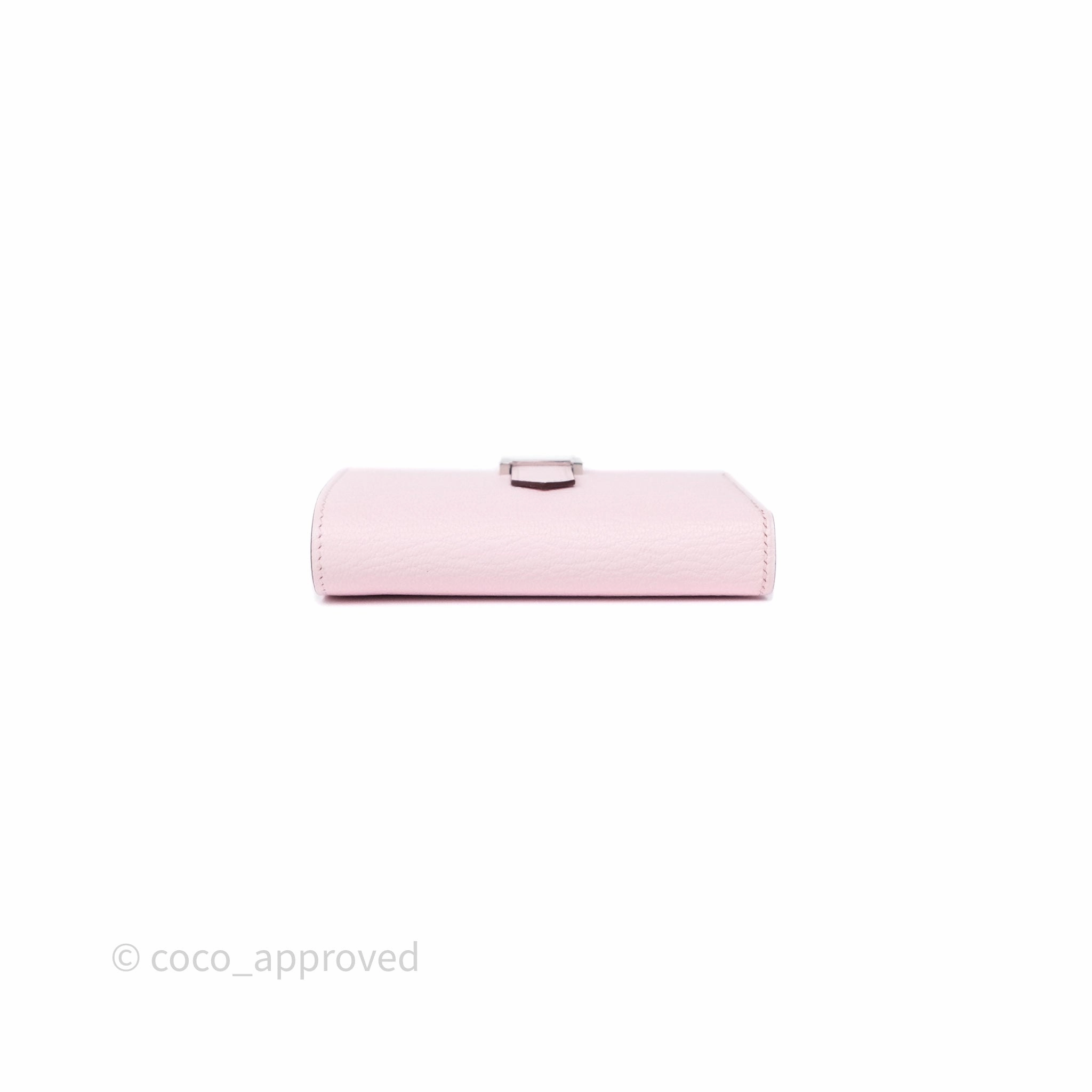 Hermes Bearn Trifold Compact Wallet Rose Darling M7 Chevre Mysore Palladium Hardware
