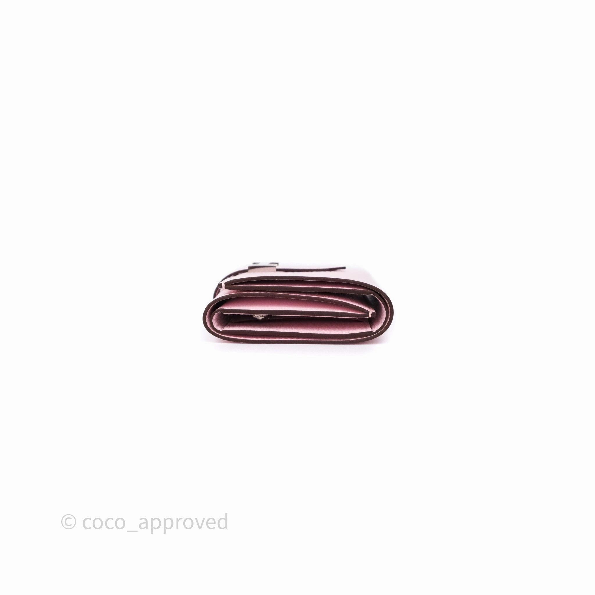 Hermes Bearn Trifold Compact Wallet Rose Darling M7 Chevre Mysore Palladium Hardware