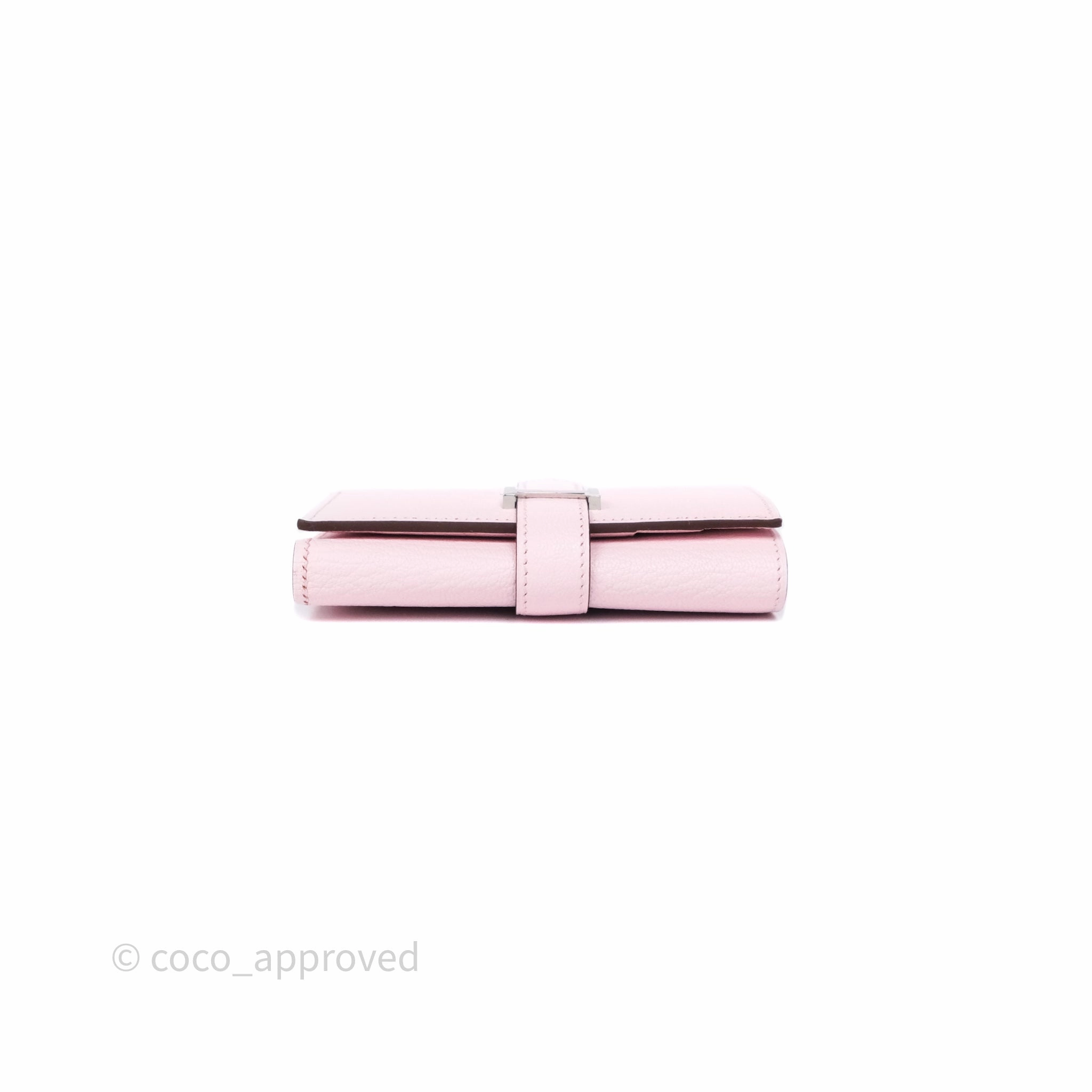 Hermes Bearn Trifold Compact Wallet Rose Darling M7 Chevre Mysore Palladium Hardware