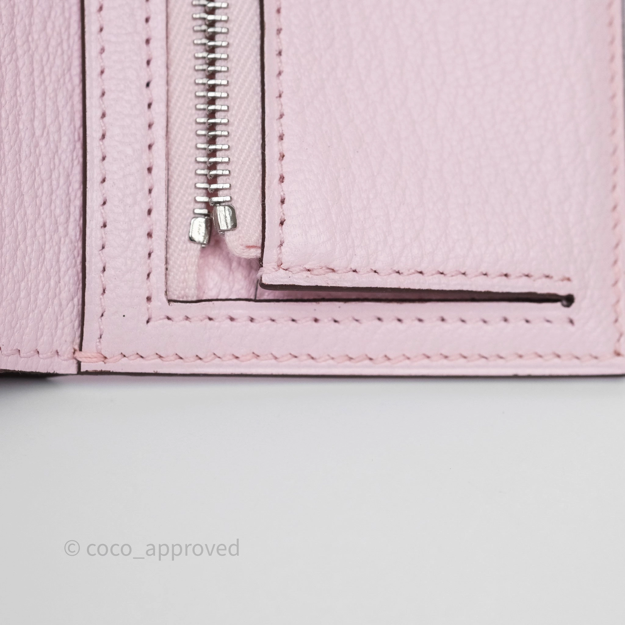 Hermes Bearn Trifold Compact Wallet Rose Darling M7 Chevre Mysore Palladium Hardware