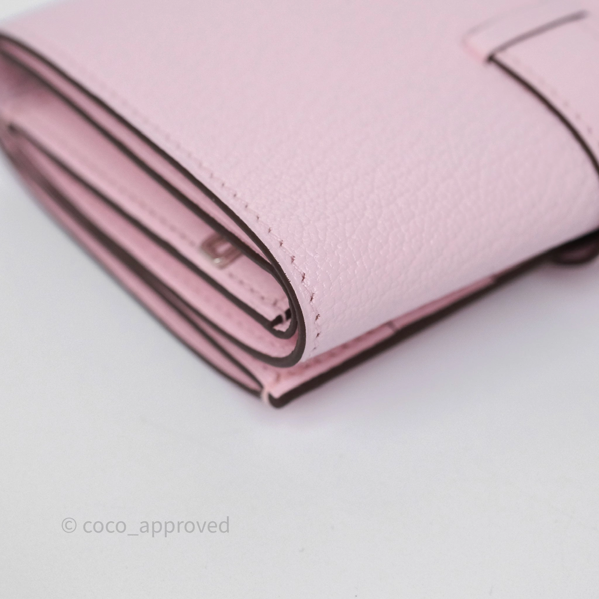 Hermes Bearn Trifold Compact Wallet Rose Darling M7 Chevre Mysore Palladium Hardware
