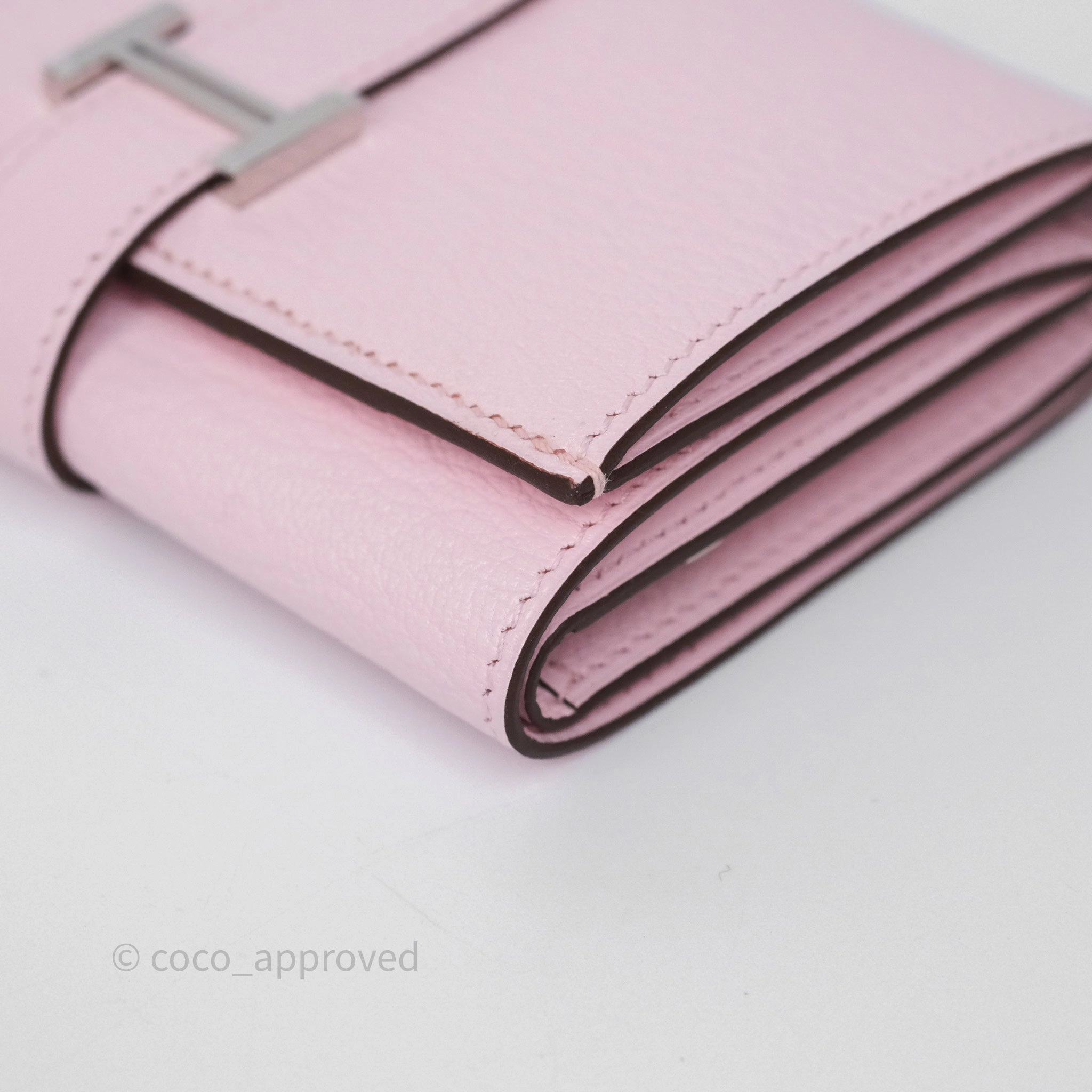 Hermes Bearn Trifold Compact Wallet Rose Darling M7 Chevre Mysore Palladium Hardware