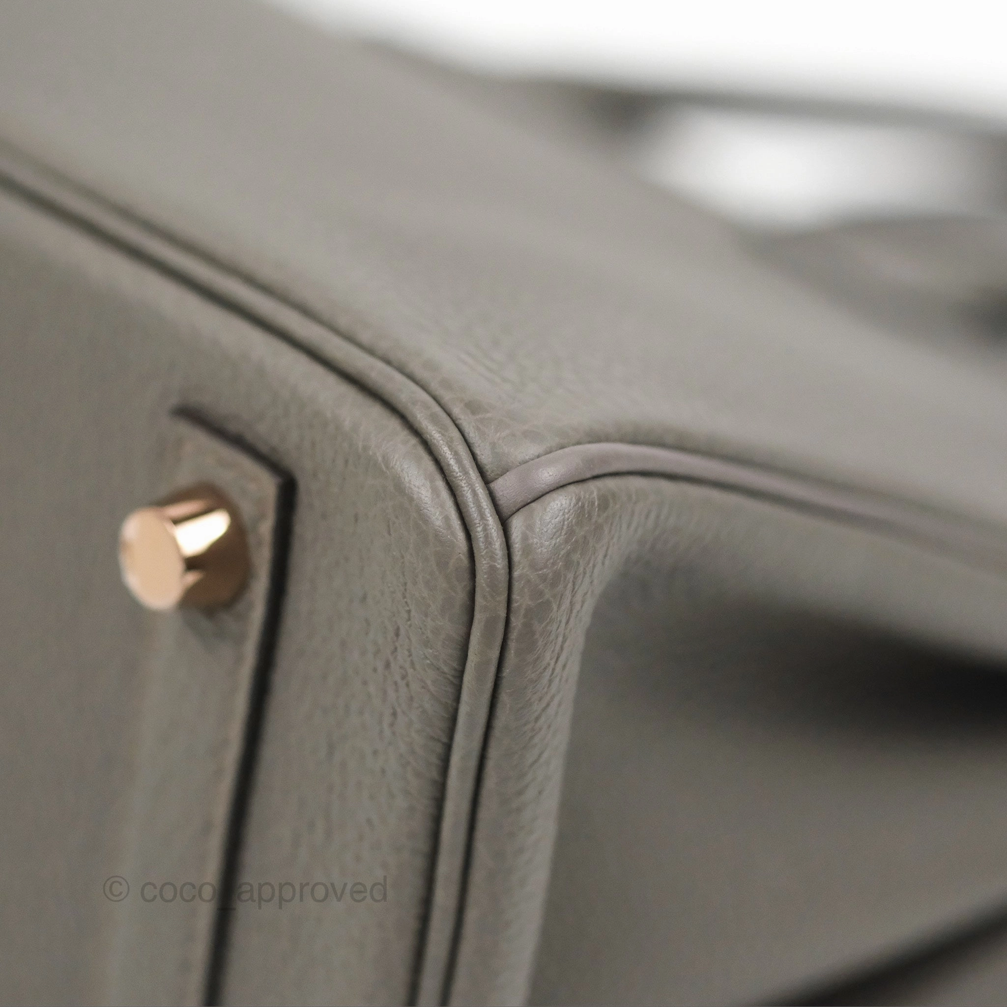 Hermes Birkin 25 Retourne Etain Togo Rose Gold Hardware