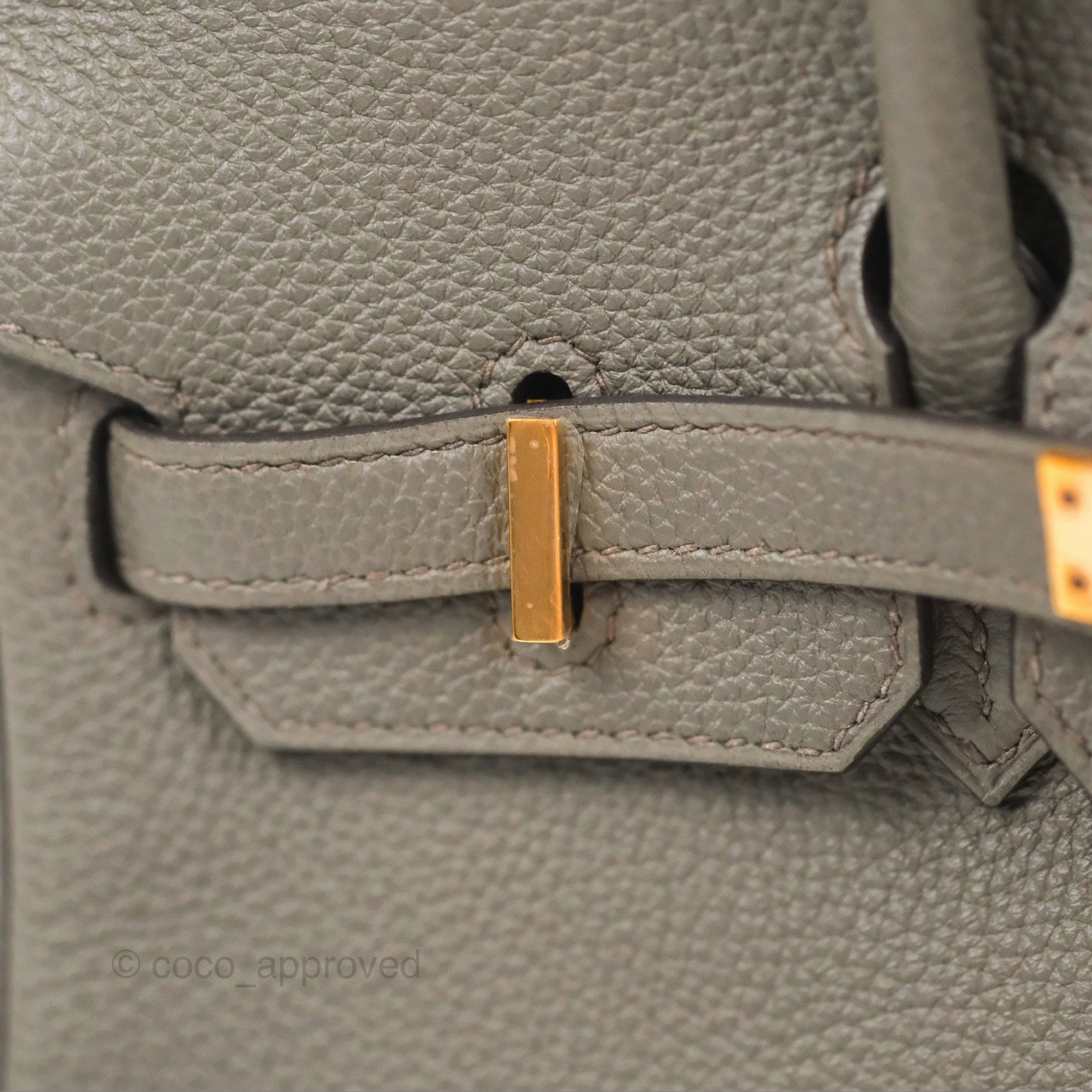 Hermes Birkin 25 Retourne Etain Togo Rose Gold Hardware