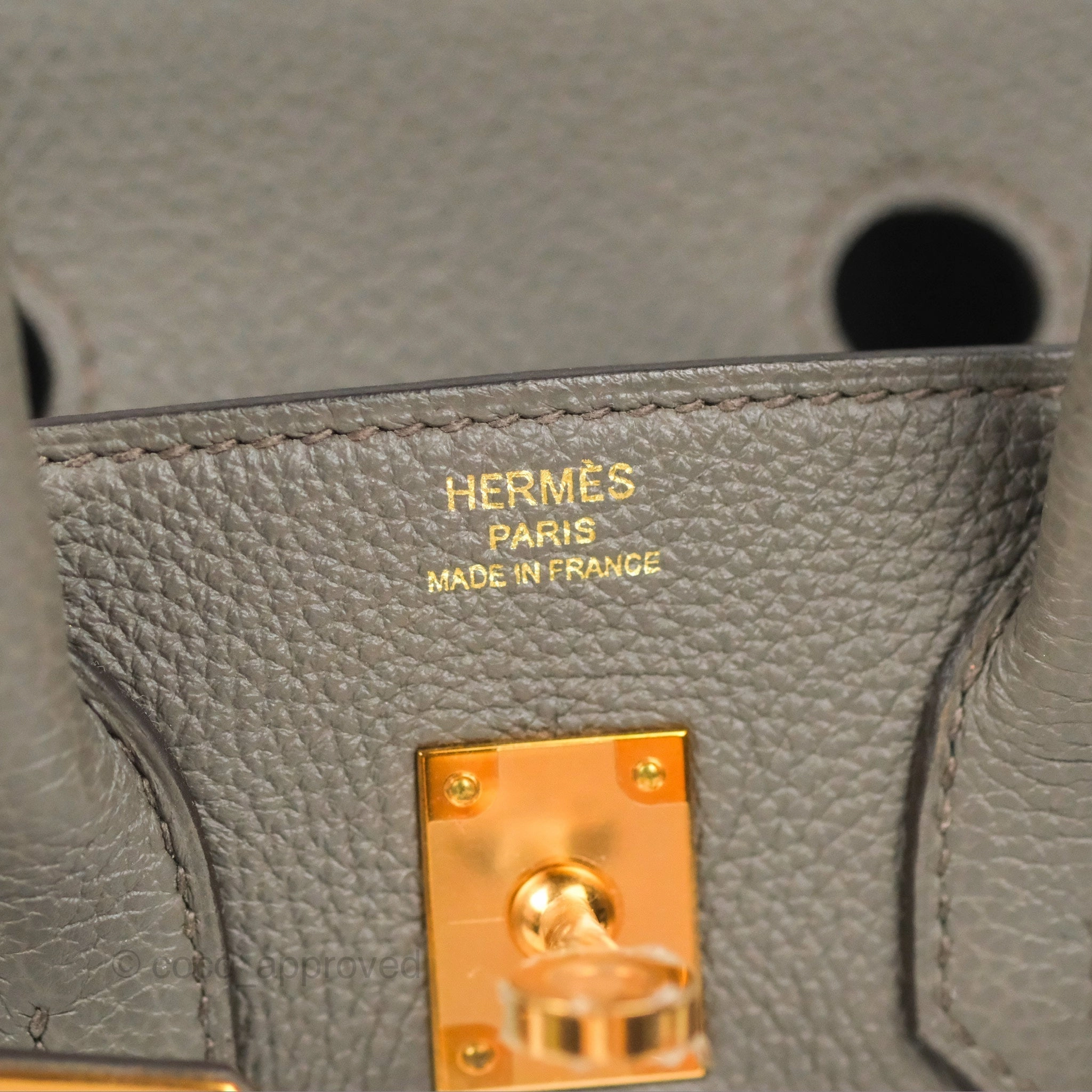 Hermes Birkin 25 Retourne Etain Togo Rose Gold Hardware