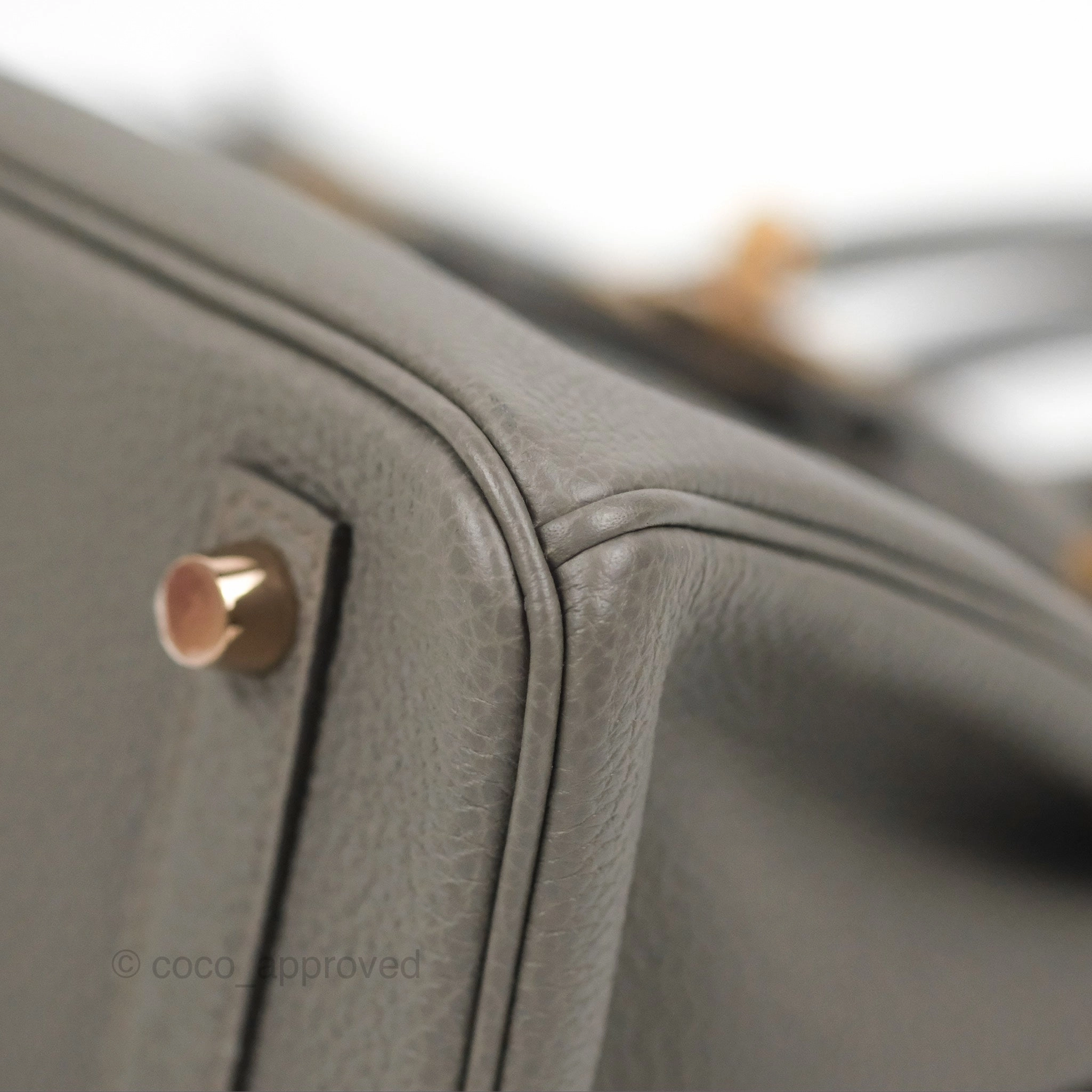 Hermes Birkin 25 Retourne Etain Togo Rose Gold Hardware