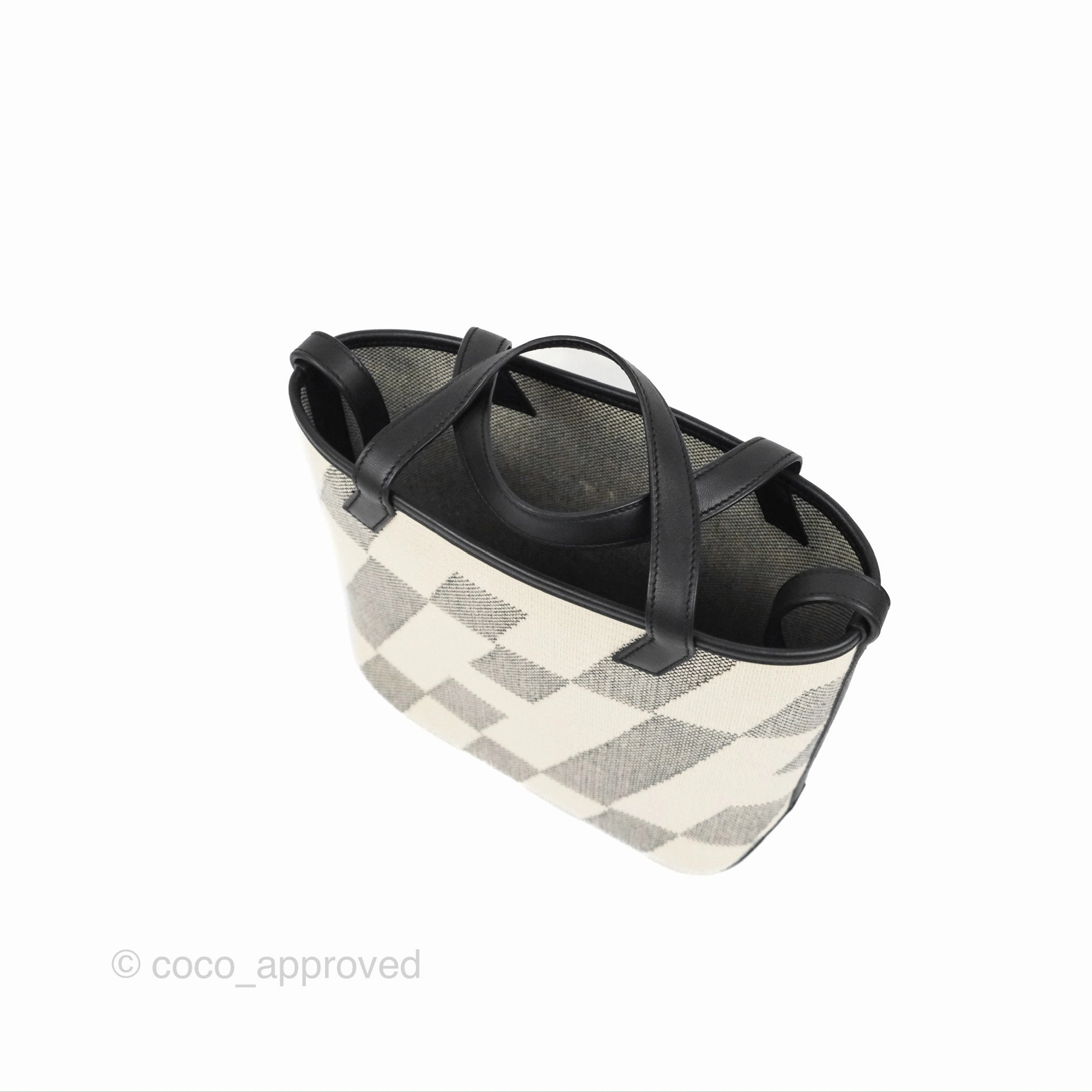 Hermes Cabas H En Biais 27 Black/Ecru Canvas
