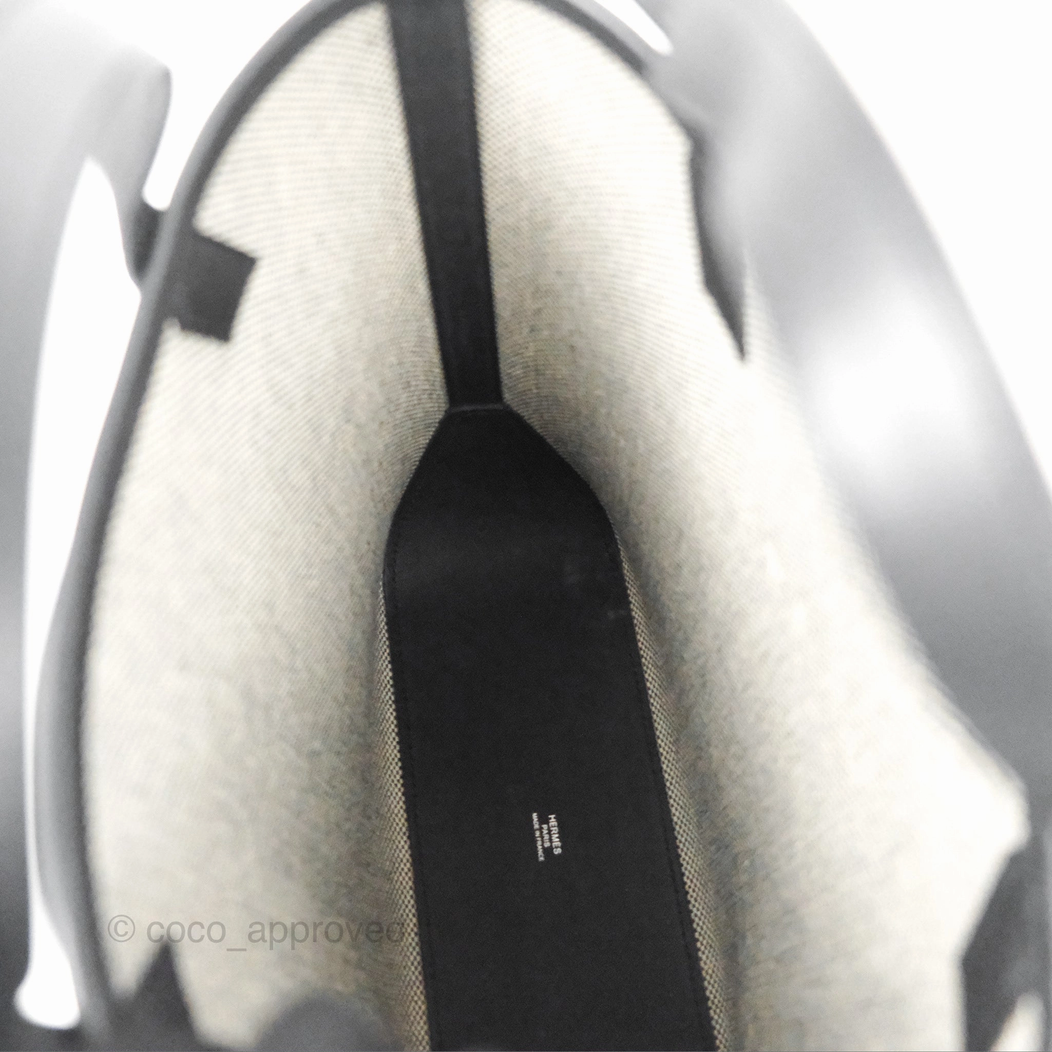 Hermes Cabas H En Biais 27 Black/Ecru Canvas