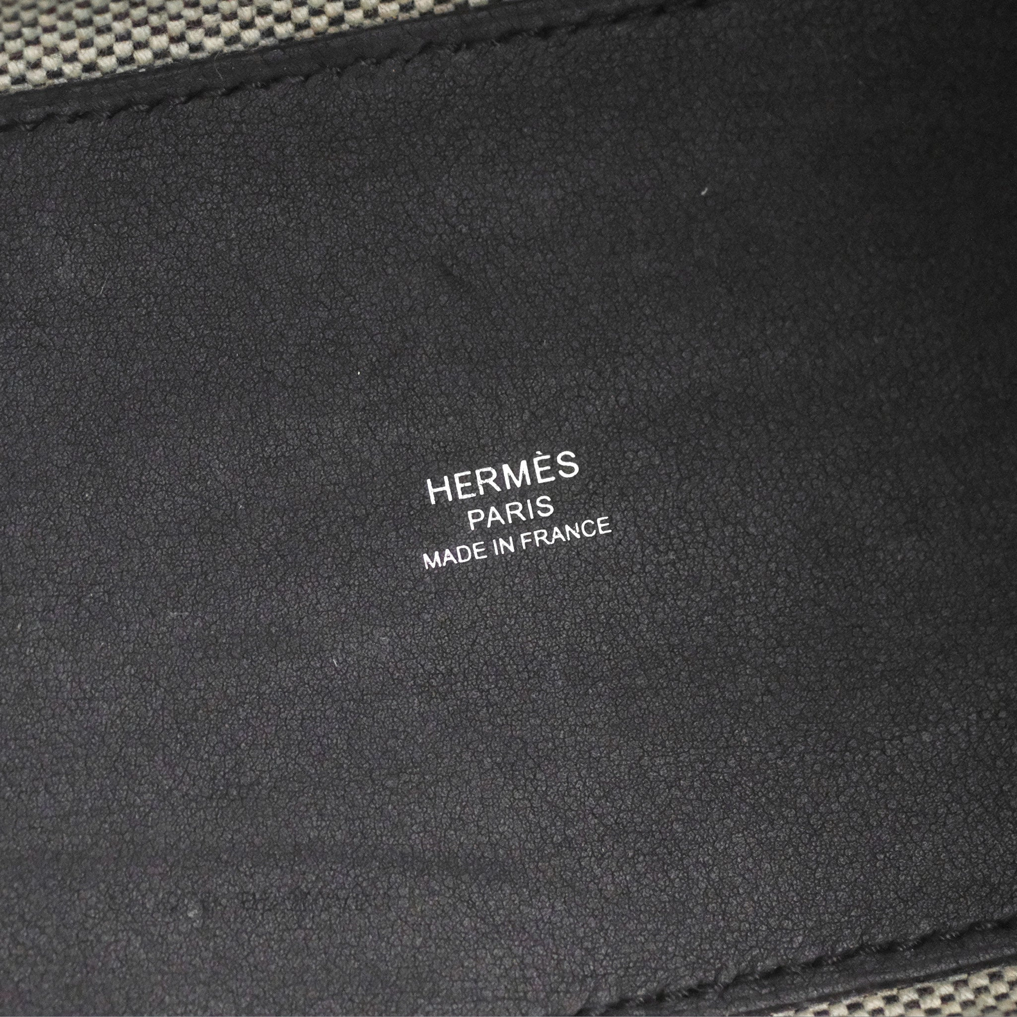 Hermes Cabas H En Biais 27 Black/Ecru Canvas
