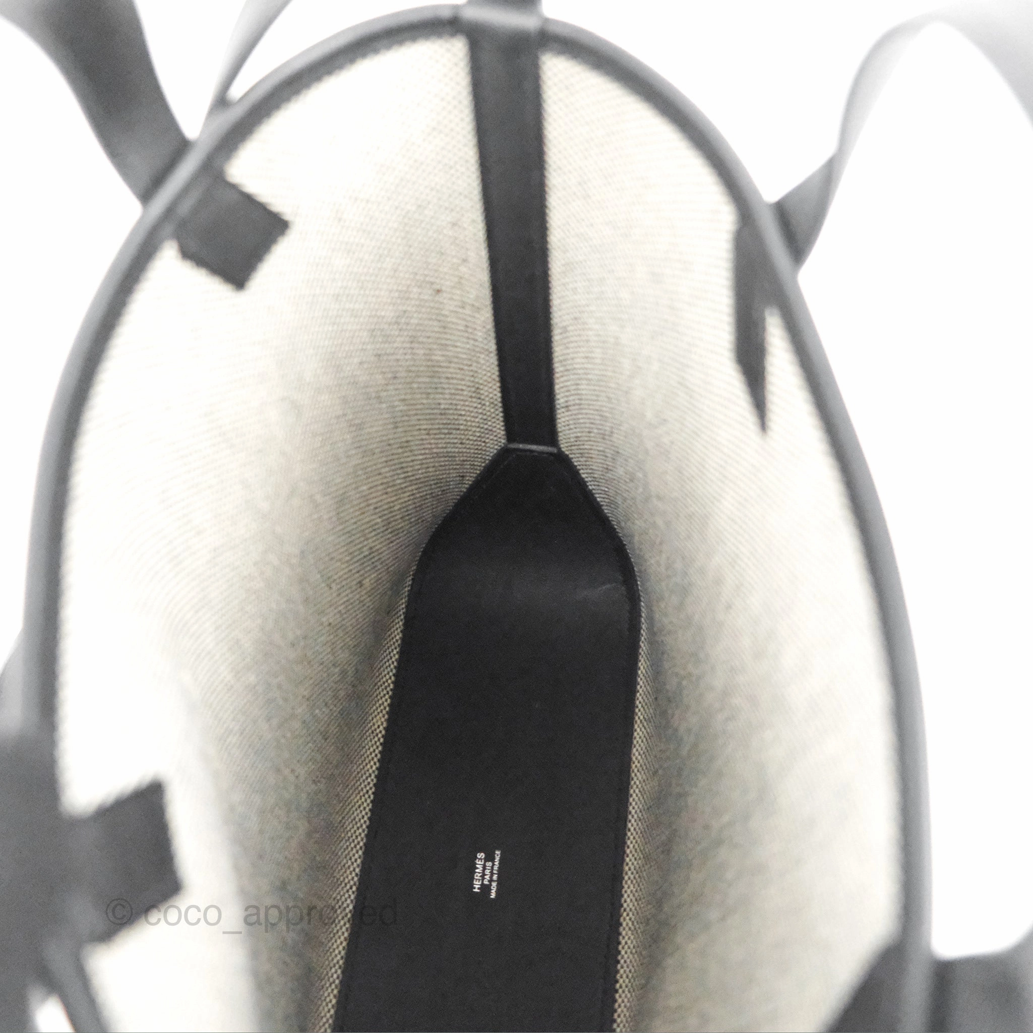 Hermes Cabas H En Biais 27 Black/Ecru Canvas