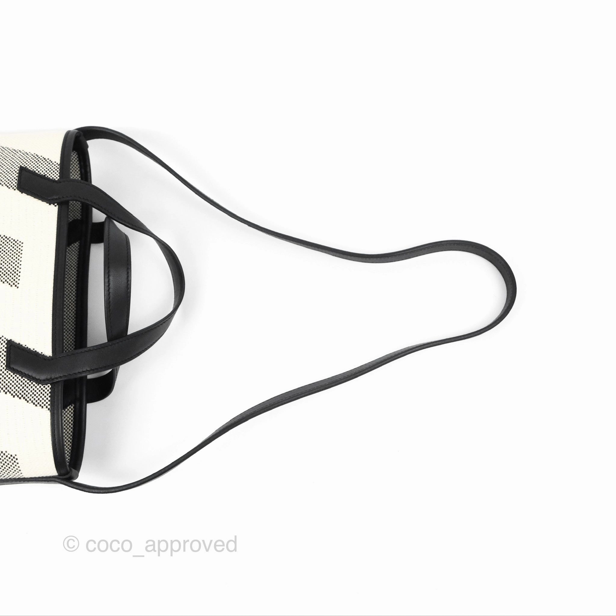Hermes Cabas H En Biais 27 Black/Ecru Canvas