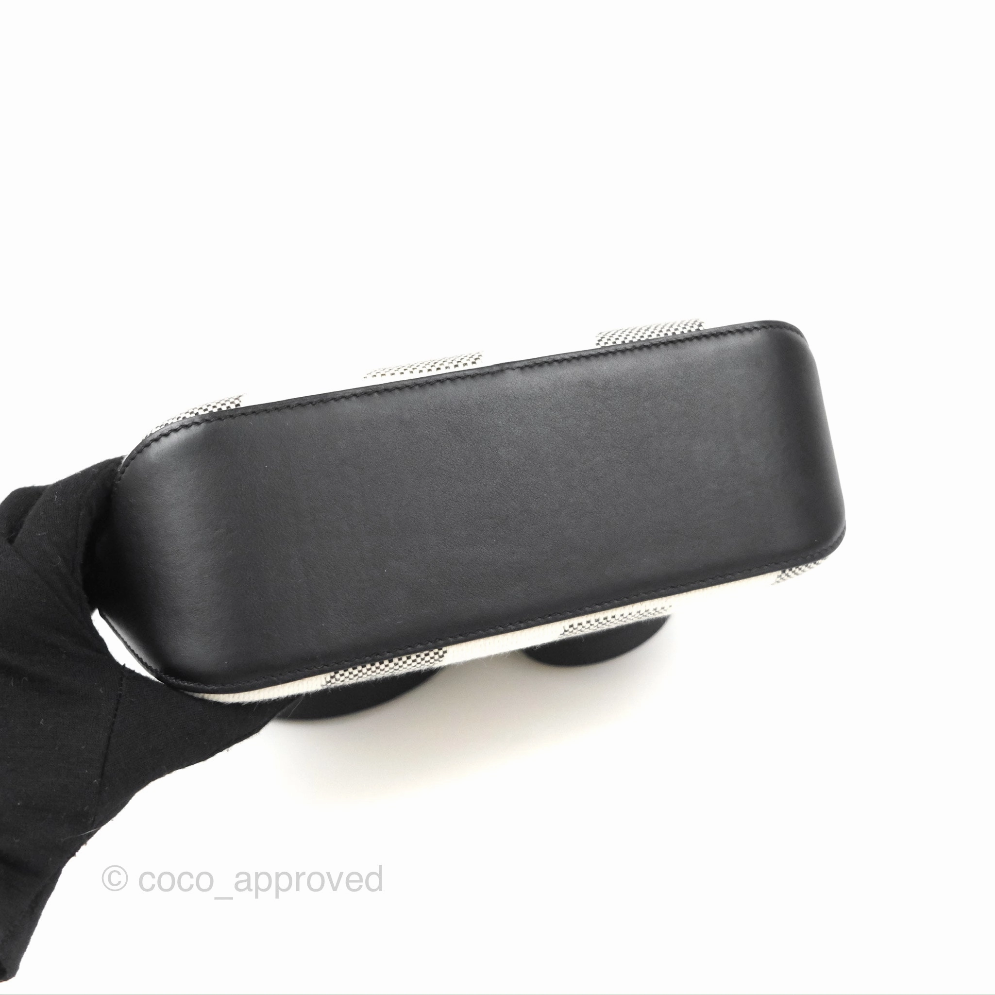 Hermes Cabas H En Biais 27 Black/Ecru Canvas