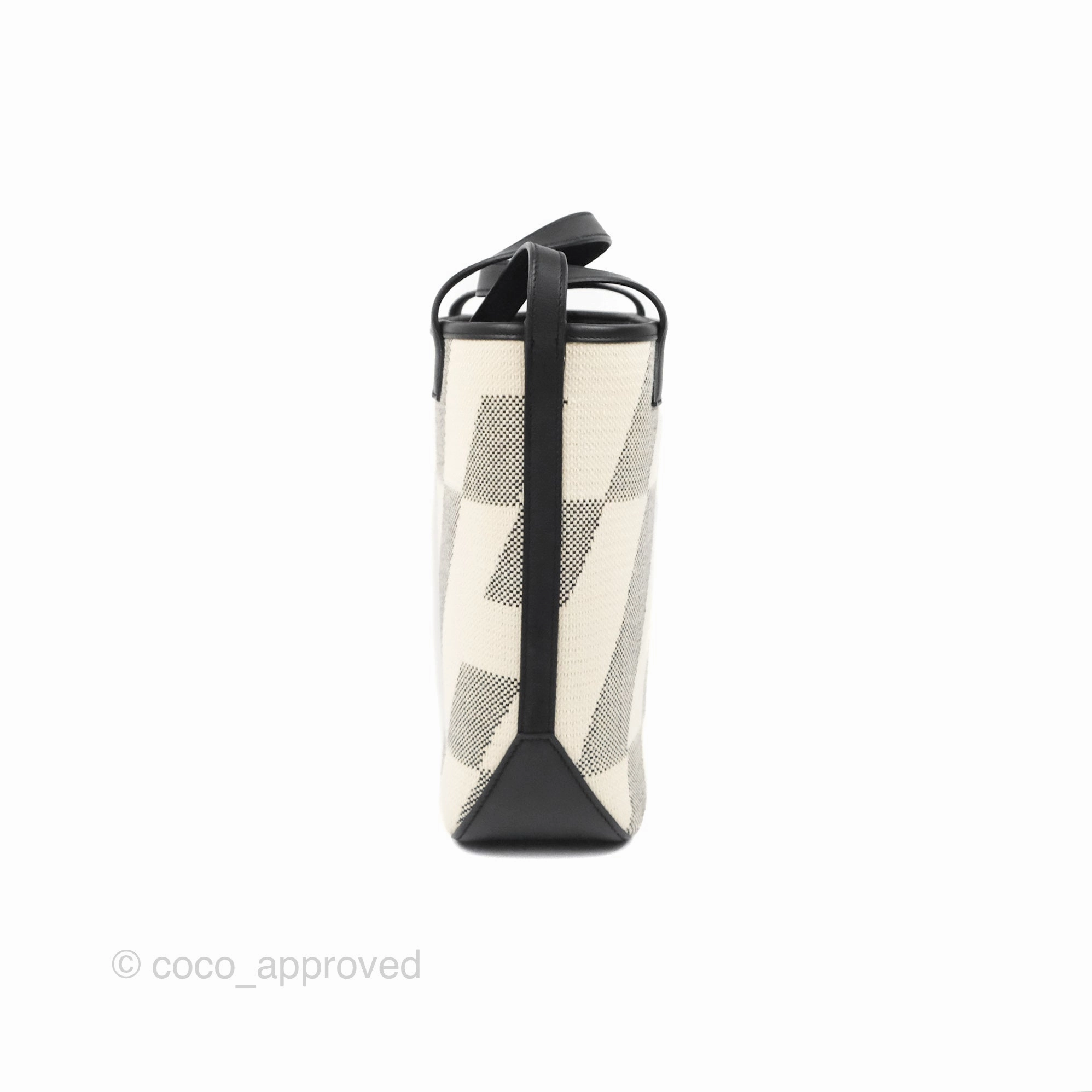 Hermes Cabas H En Biais 27 Black/Ecru Canvas