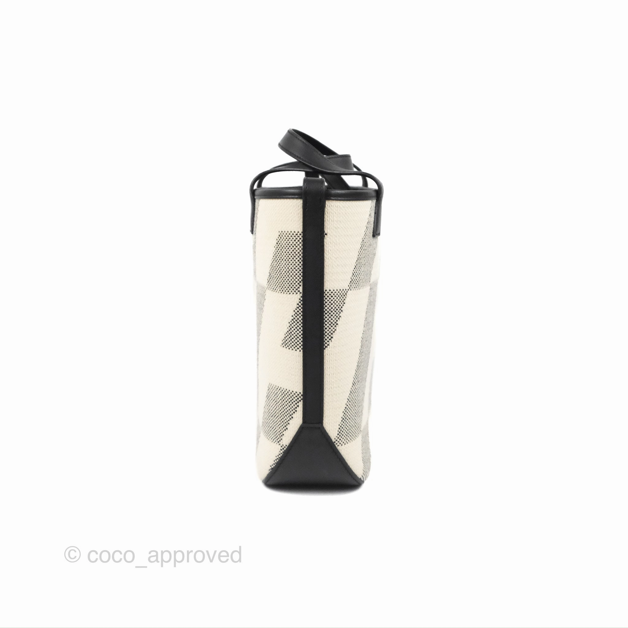 Hermes Cabas H En Biais 27 Black/Ecru Canvas