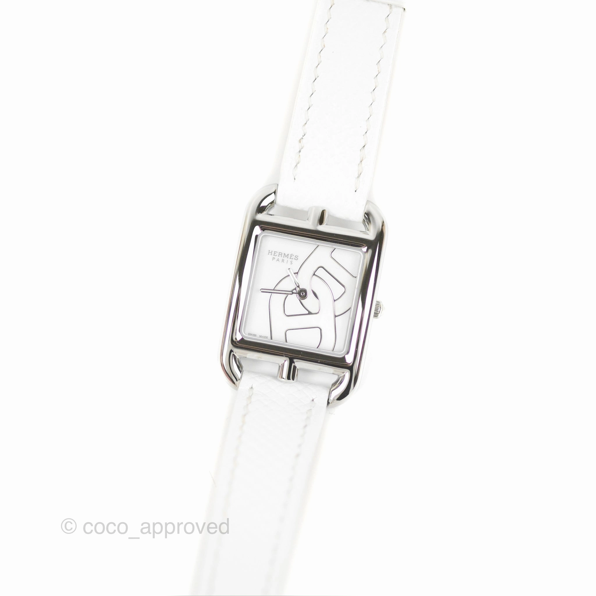Hermes Cape Cod Watch PM 31mm White Epsom Mother-of-pearl Champleve Anchor Chains