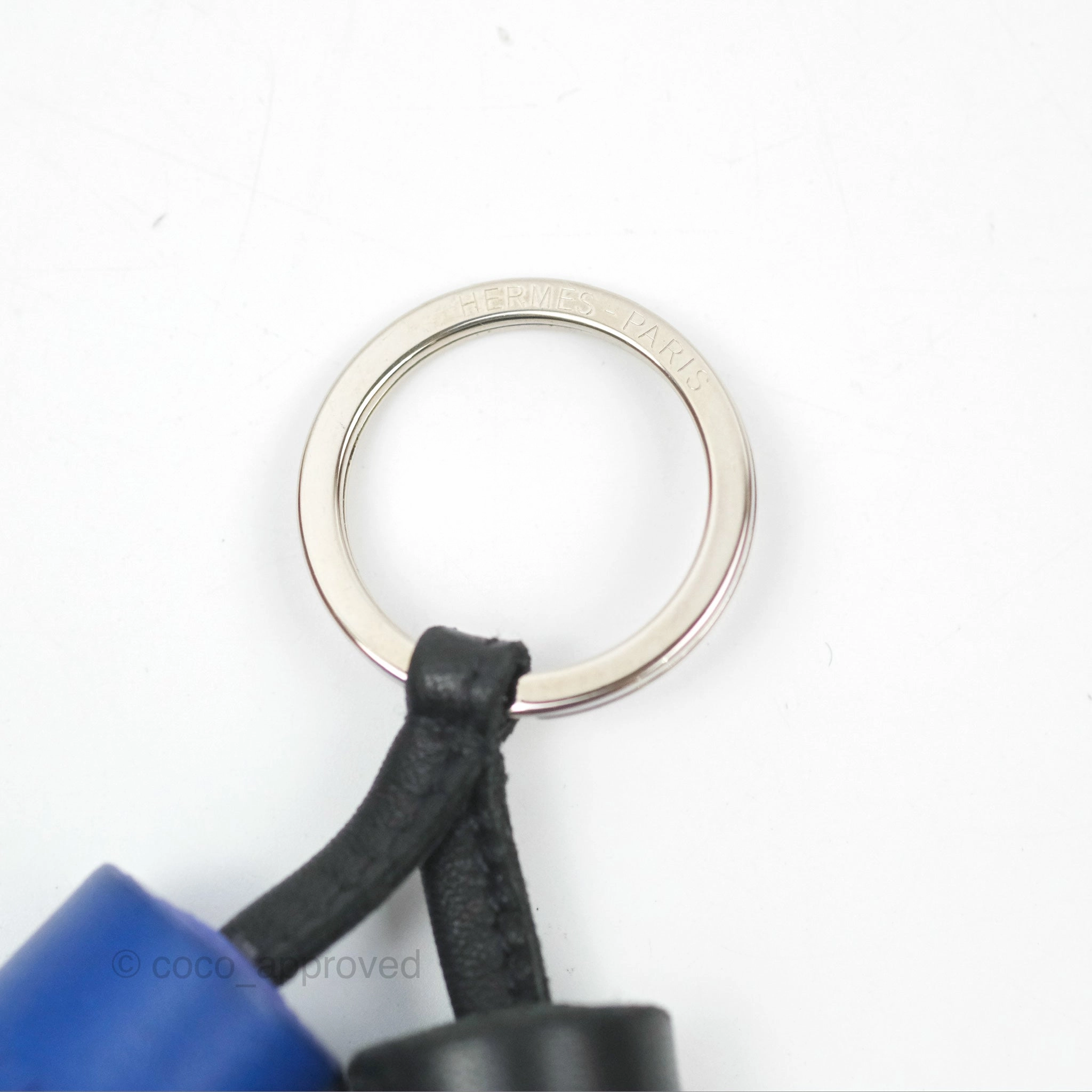 Hermes Carmen Key Ring Black&Blue Palladium Hardware