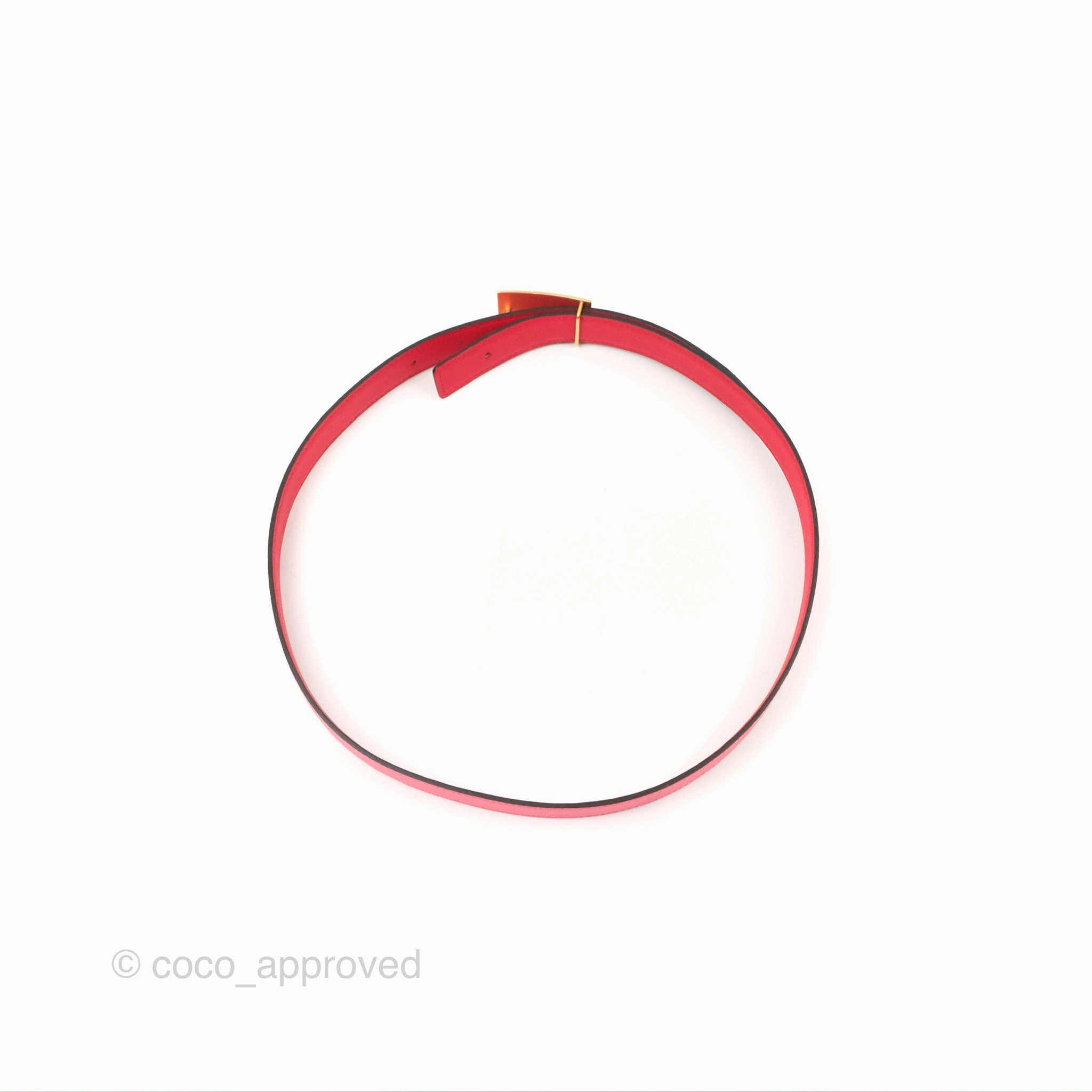 Hermes Collier de Chien Reversible Swift Pink Red Gold Hardware Size 80