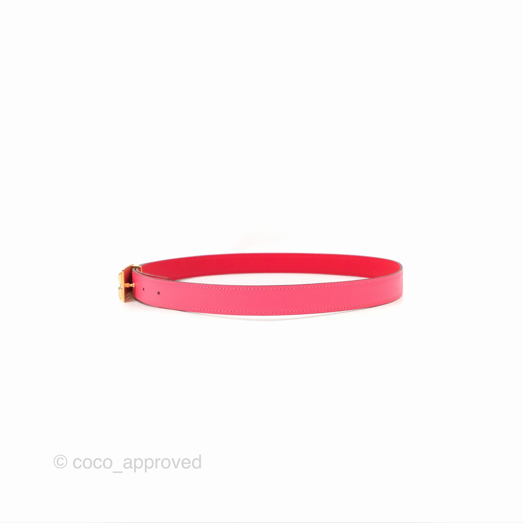 Hermes Collier de Chien Reversible Swift Pink Red Gold Hardware Size 80
