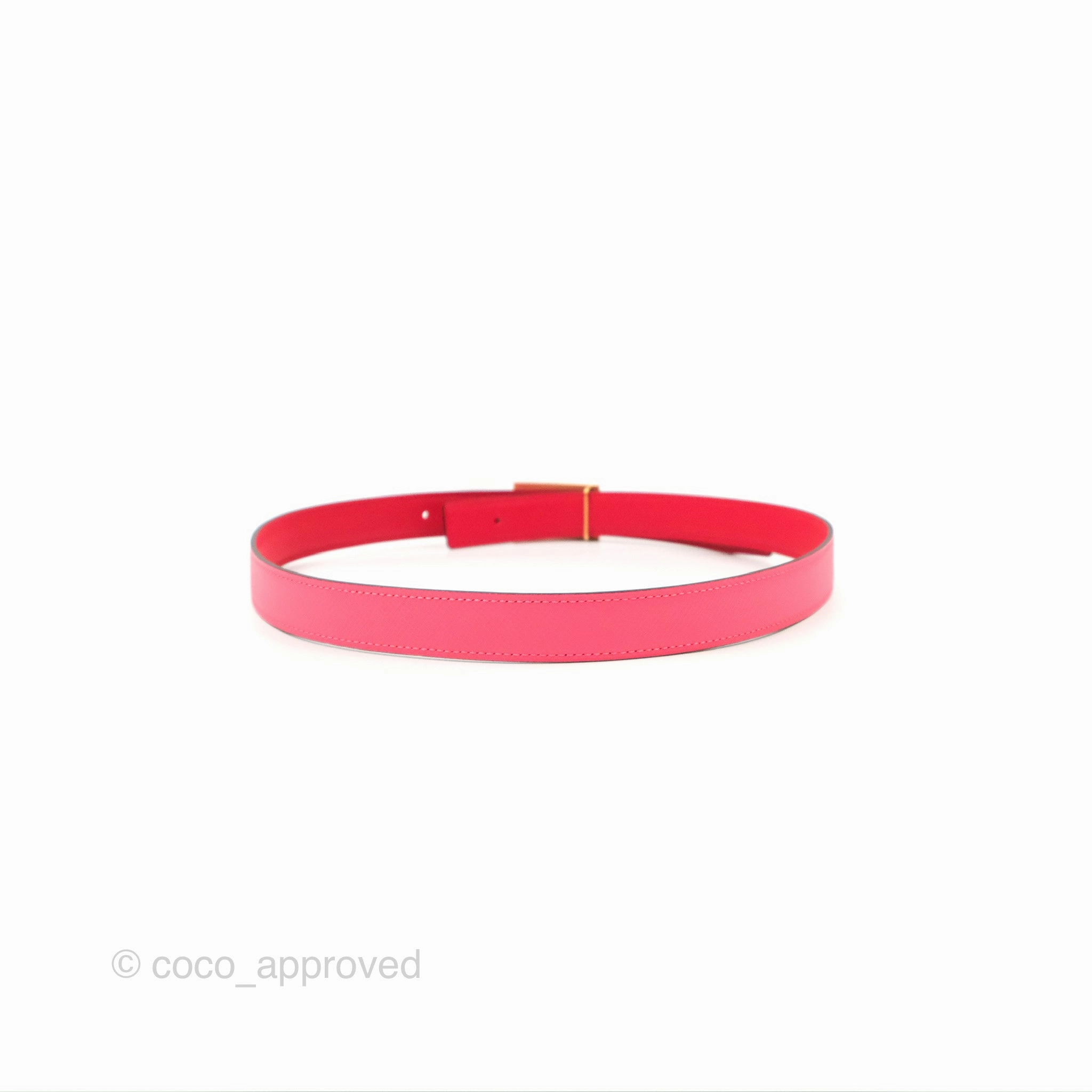Hermes Collier de Chien Reversible Swift Pink Red Gold Hardware Size 80