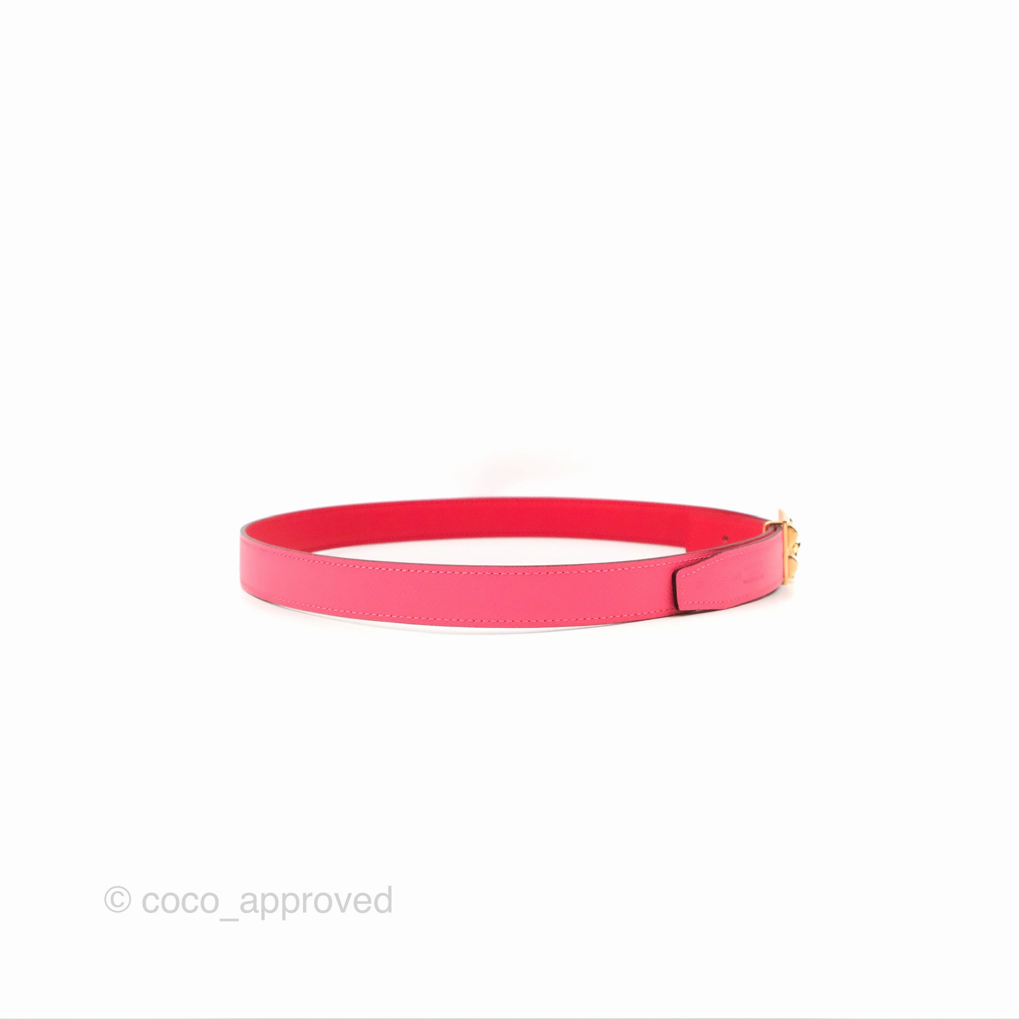 Hermes Collier de Chien Reversible Swift Pink Red Gold Hardware Size 80