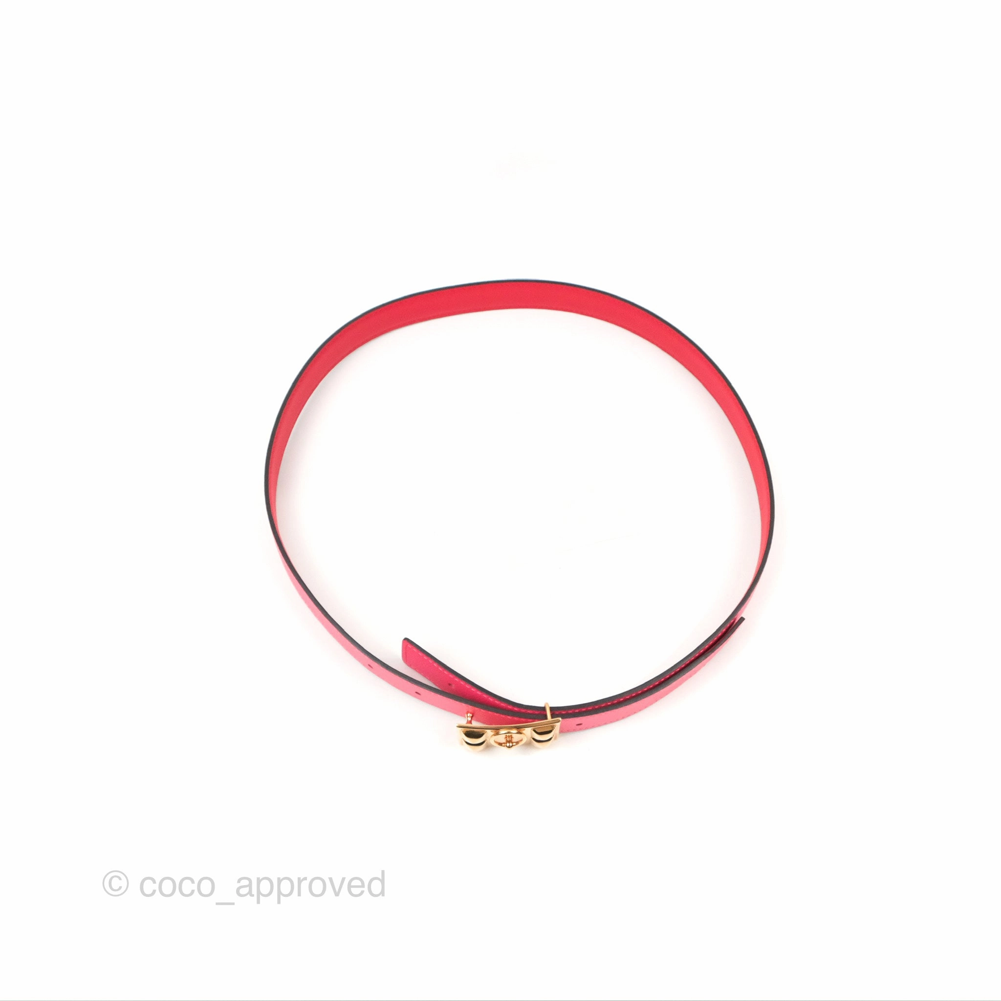 Hermes Collier de Chien Reversible Swift Pink Red Gold Hardware Size 80